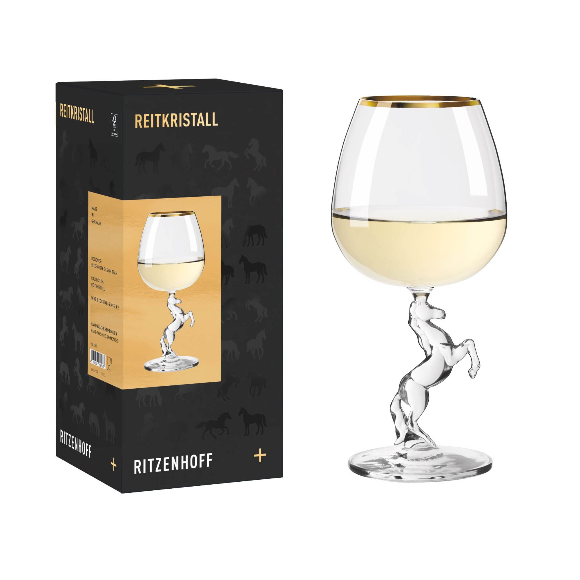 RITZENHOFF cocktail glass REITKRISTALL with gold rim 417 ml