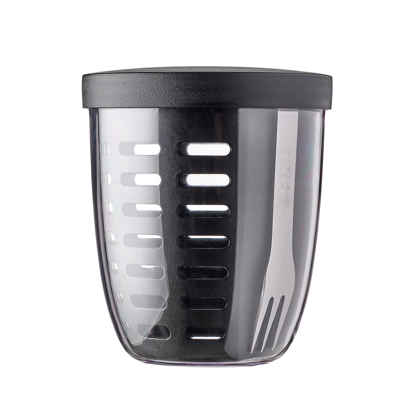 MEPAL Fruitpot ELLIPSE Snackbox mit Abtropfsieb und Gabel nordic black