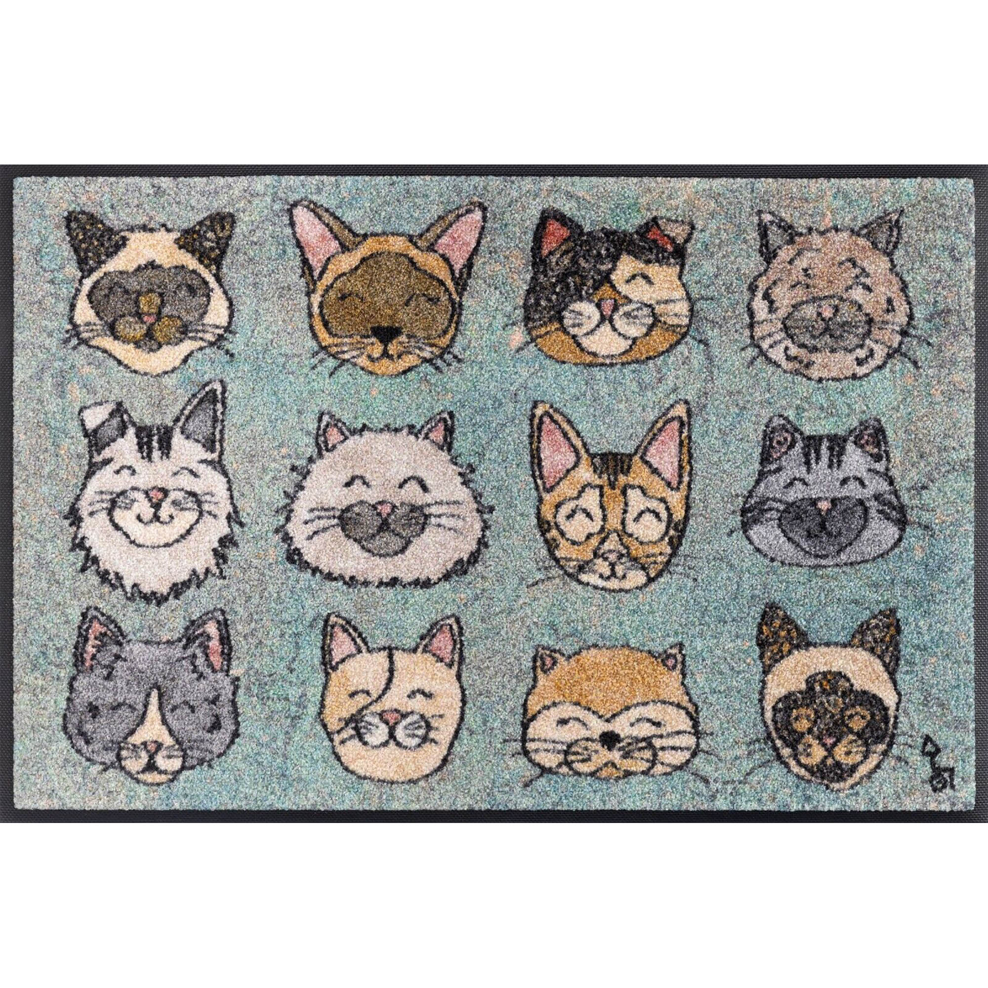 WASH + DRY Fußmatte 50 x 75 cm Motiv GLÜCKSKATZEN