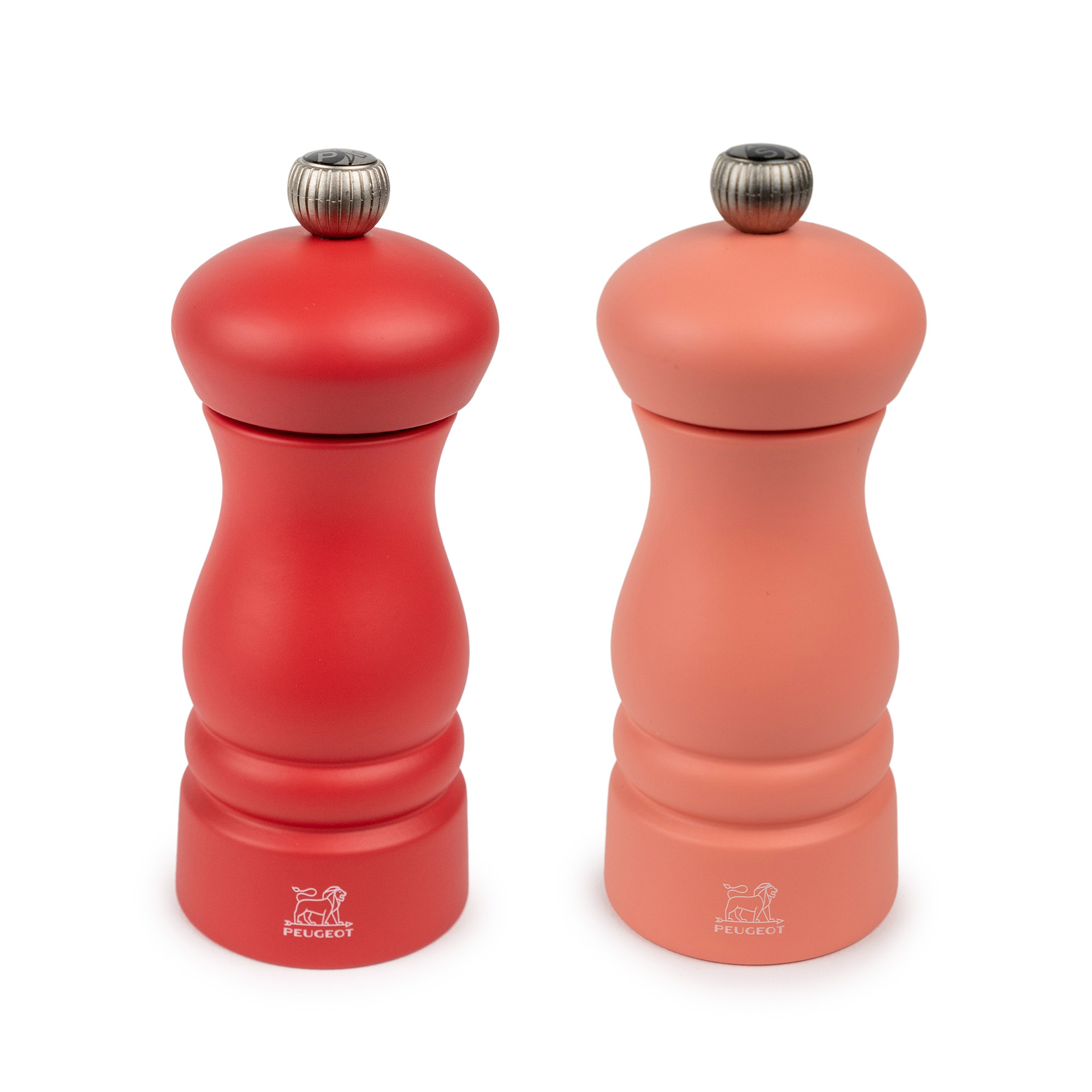 PEUGEOT 2er-Set CLERMONT DUO Salz- + Pfeffermühle 13 cm rot / apricot Zirlion
