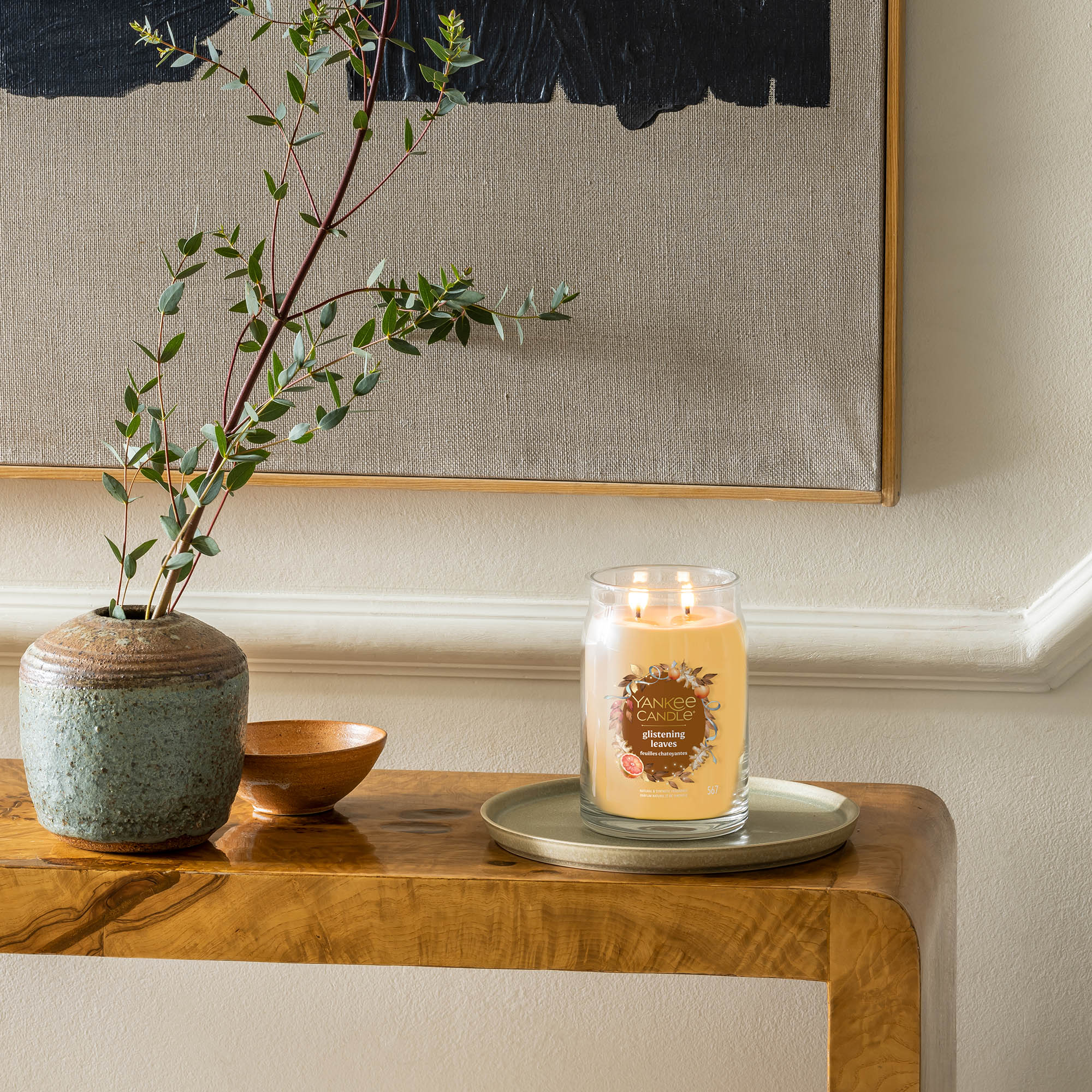 YANKEE CANDLE Große Signature Kerze GLISTENING LEAVES 567 g Duftkerze