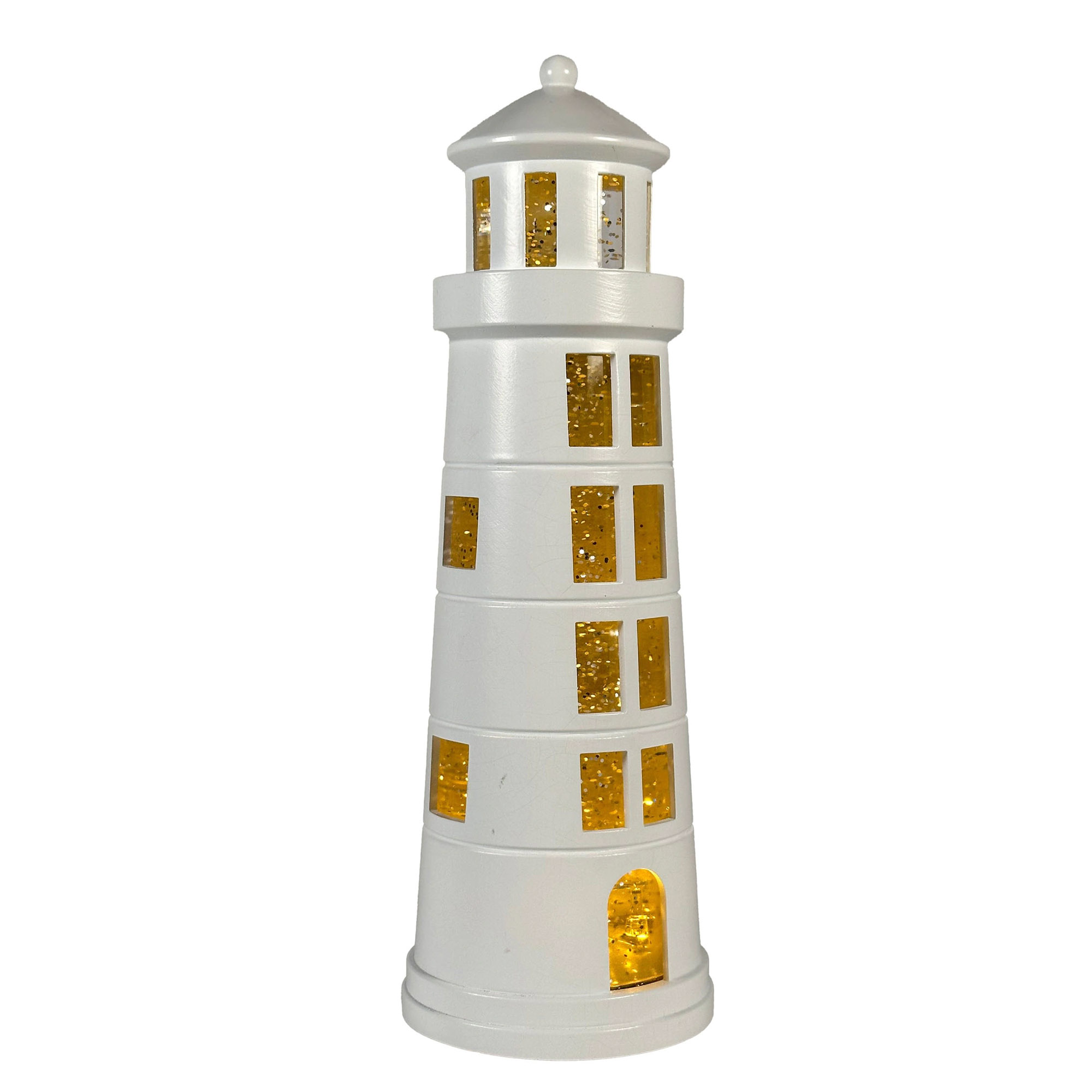 SOMPEX LED-Tischleuchte GLAMOR LIGHTHOUSE weiß Dekoleuchte mit beweglichem Glitter