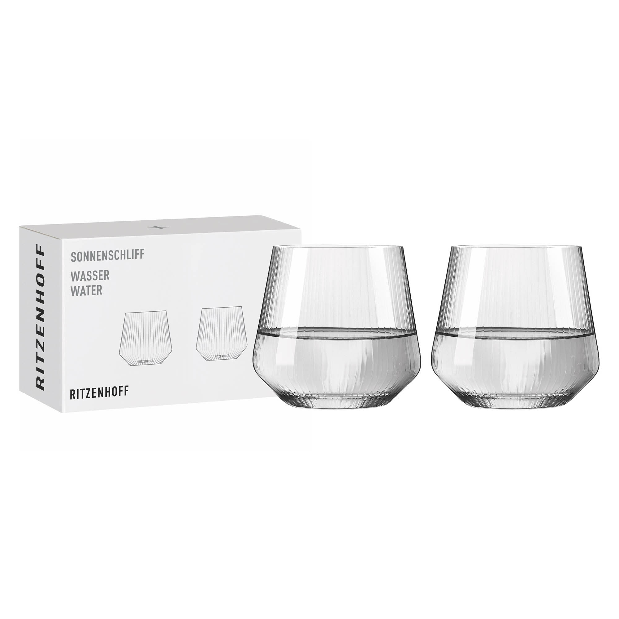 RITZENHOFF 2er-Set Allroundglas Wasserglas SONNENSCHLIFF 410 ml