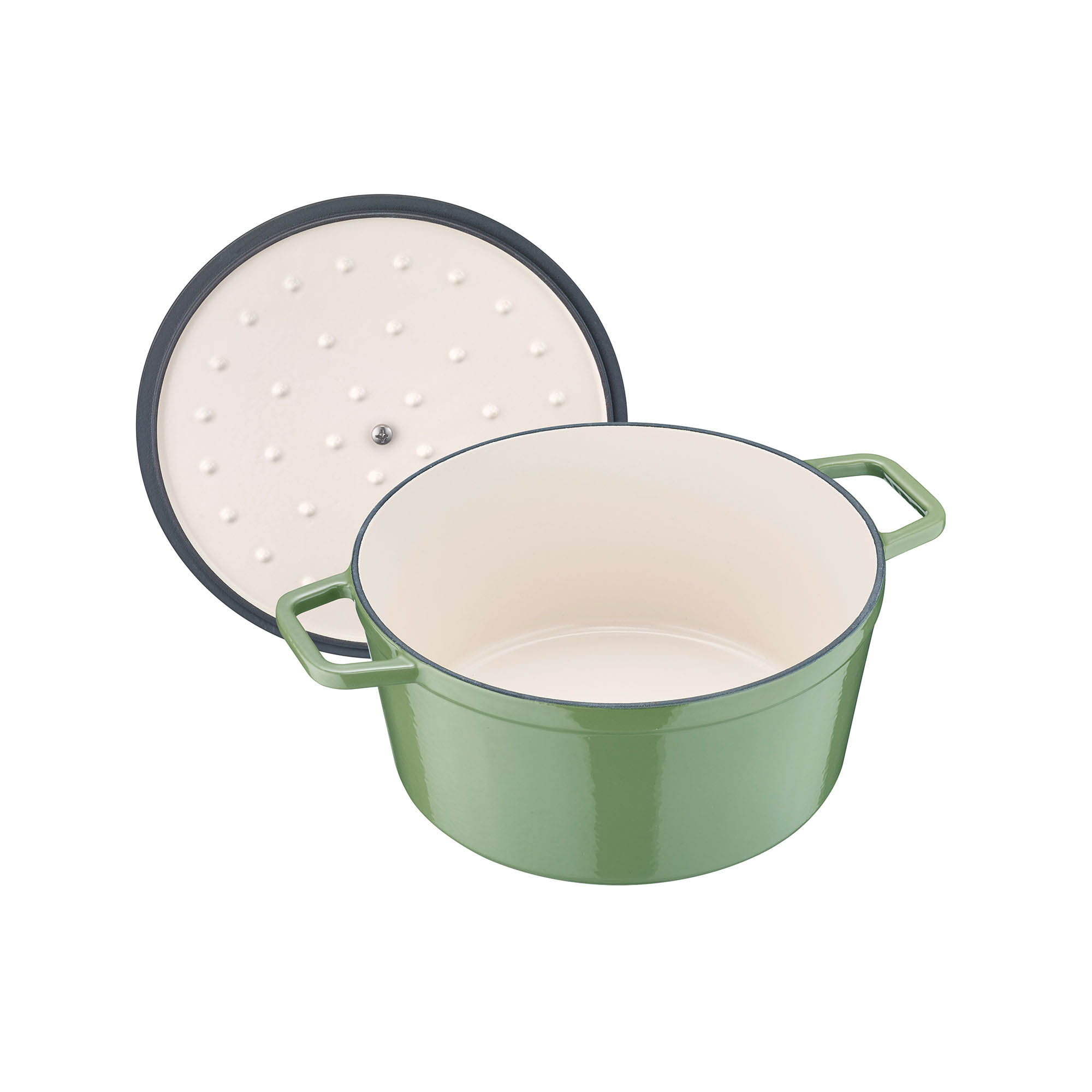 BERNDES Cocotte casserole B.IRON cast iron round 26 cm 5 litres sage green INDUCTION