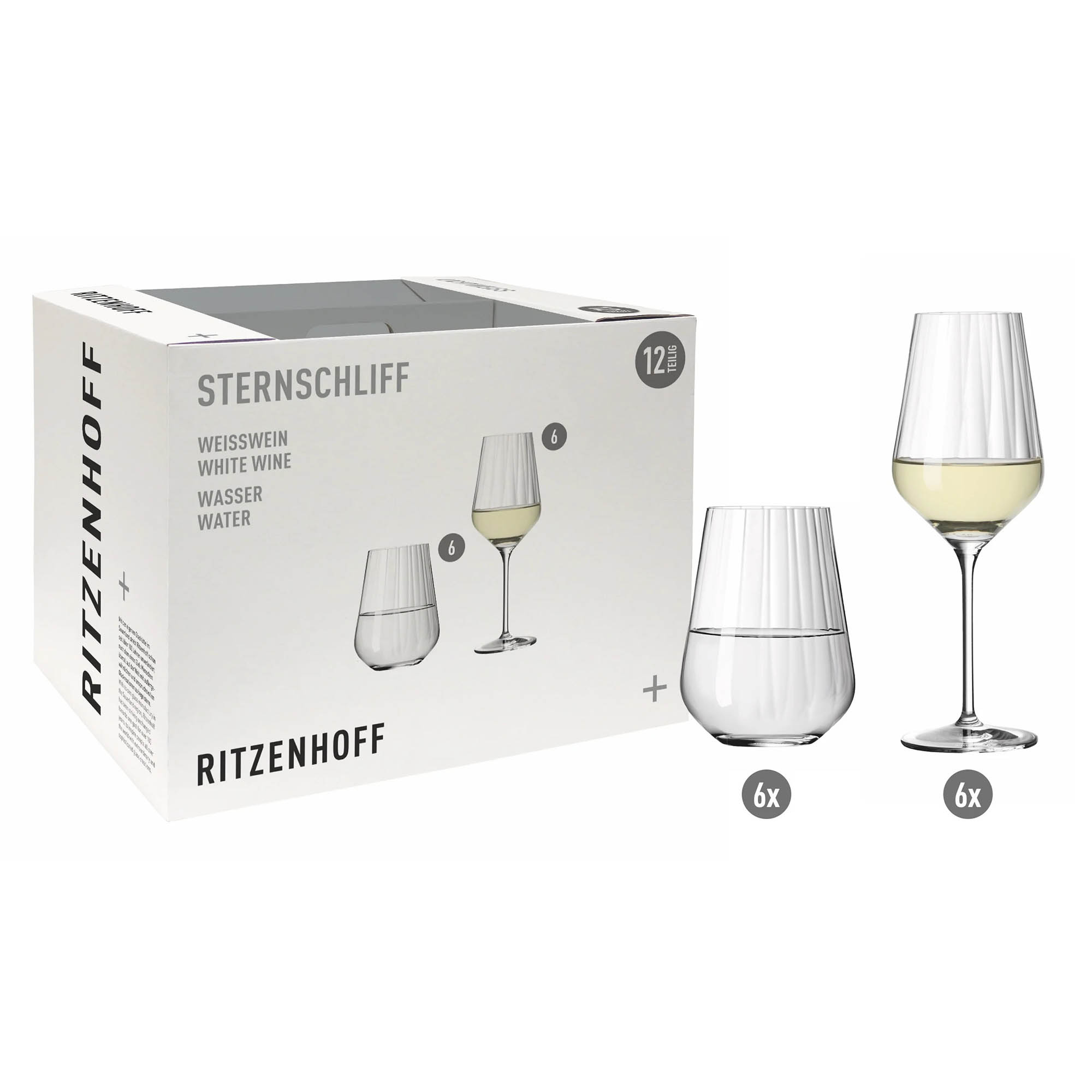 RITZENHOFF white wine and water glass set STERNSCHLIFF 12-piece set