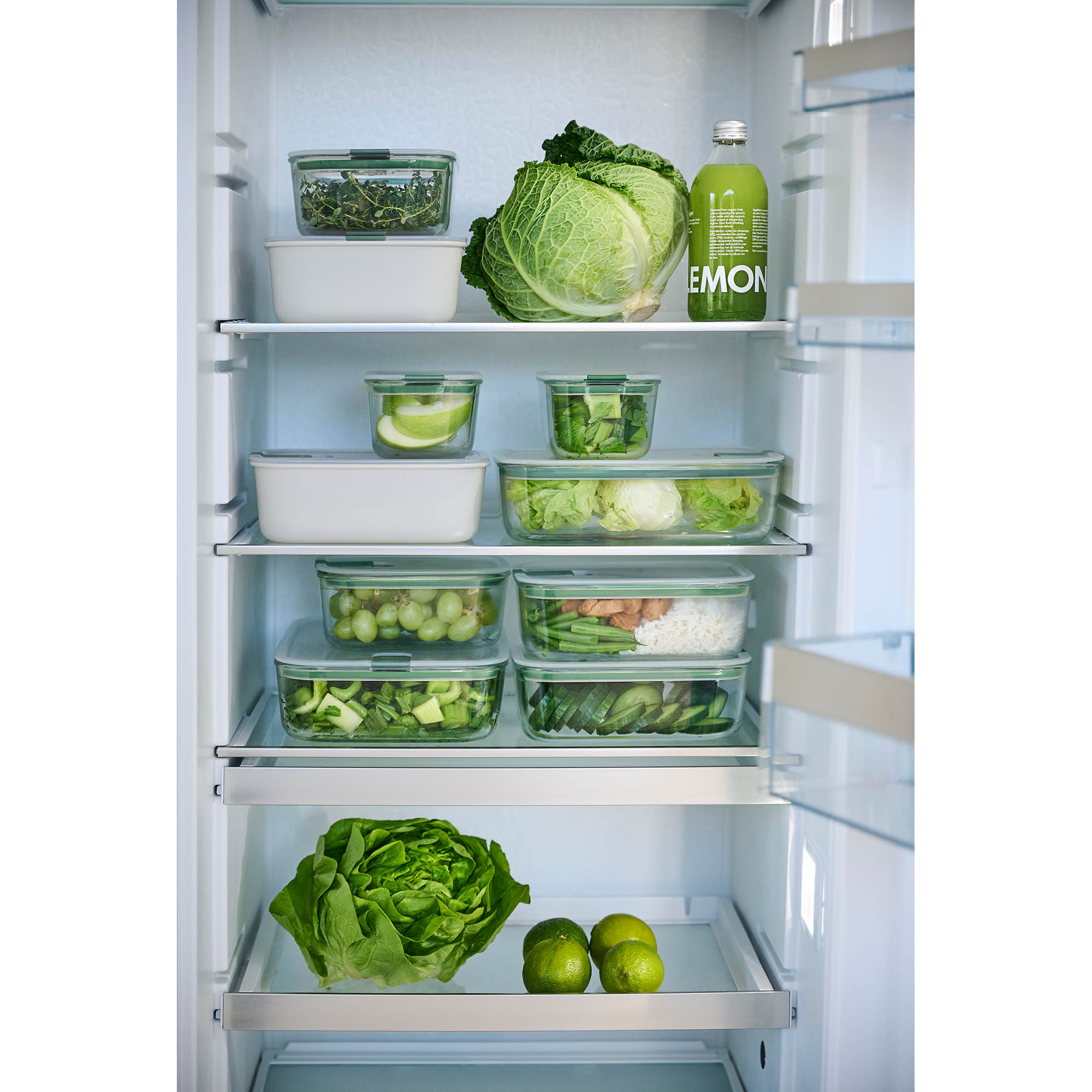 MEPAL EASY CLIP rectangular flat food storage container, 0.7 litres, Nordic White