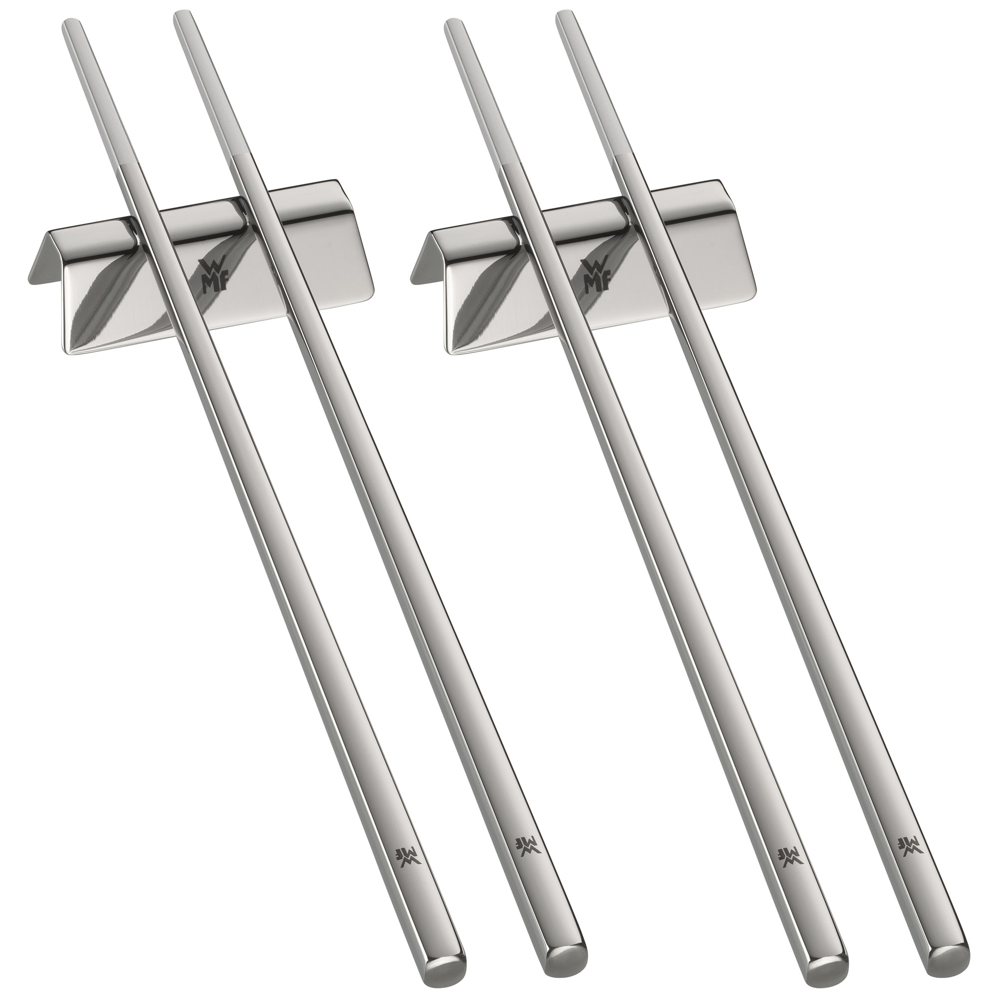 WMF Serie NUOVA Chop Sticks Set mit 4 Essstäbchen und 2 Ablagebänkchen Cromargan