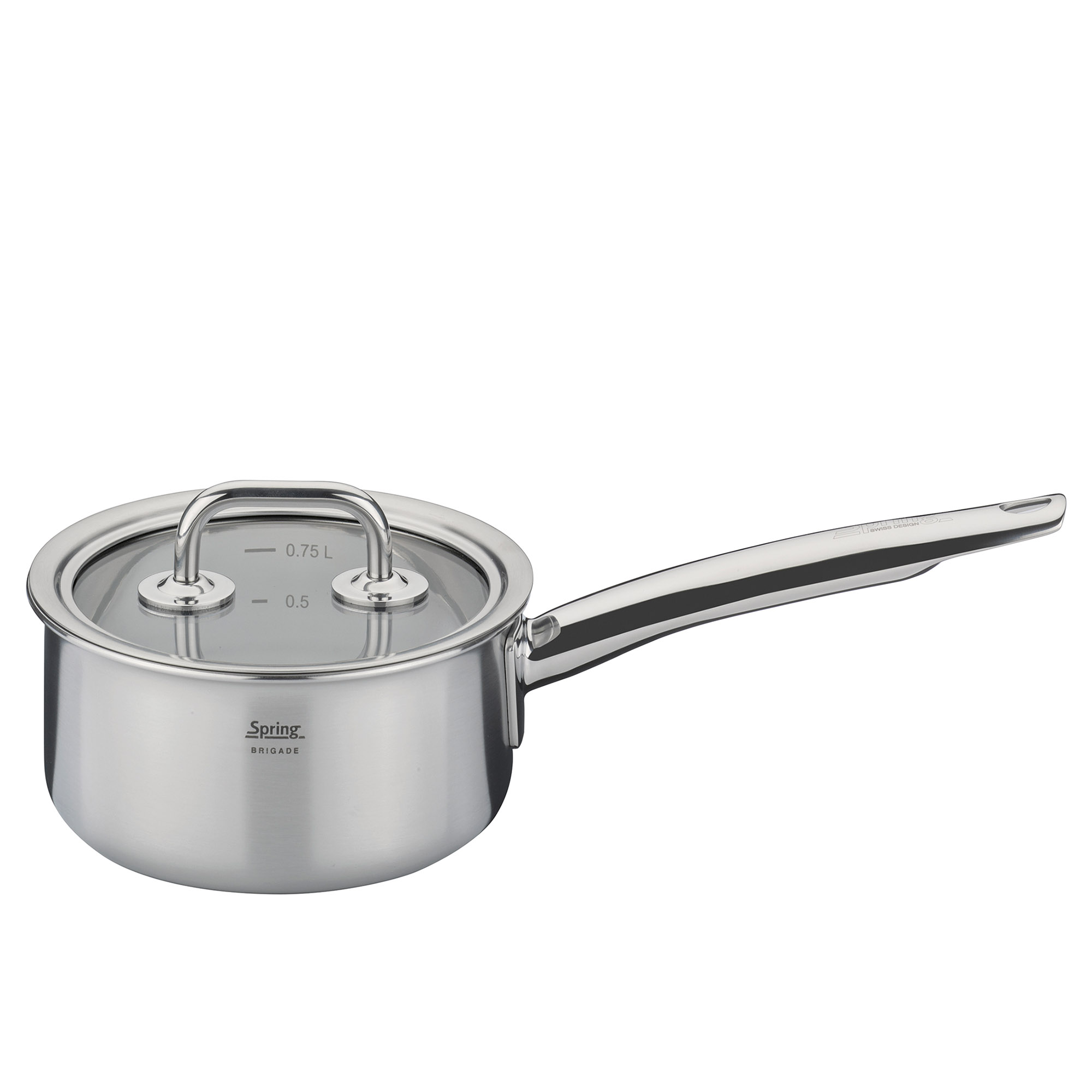 SPRING Stielkasserolle BRIGADE BASIC 14 cm 1,1 Liter mit Glasdeckel INDUKTION