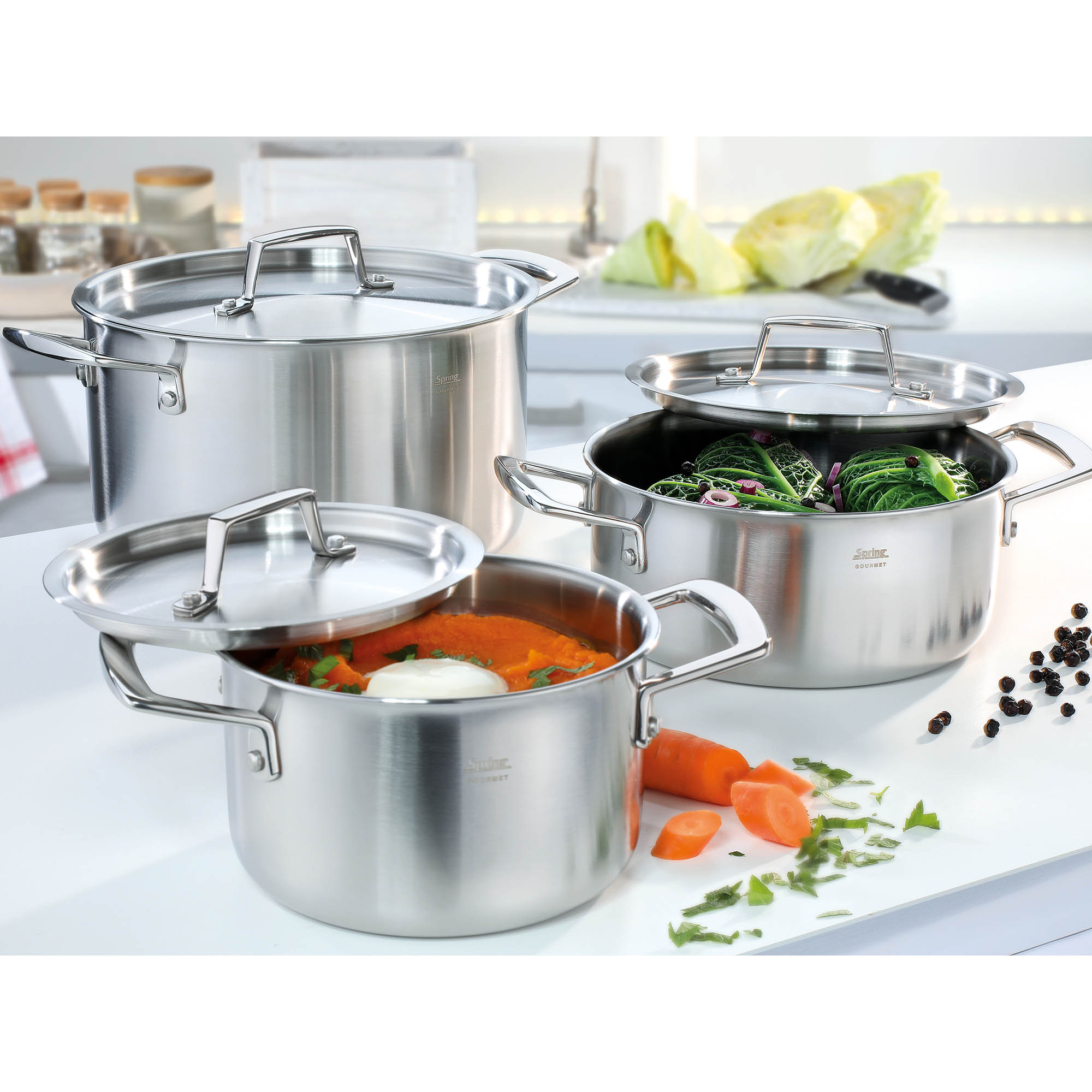 SPRING Kochtopf GOURMET 20 cm 3,7 Liter mit Metalldeckel INDUKTION