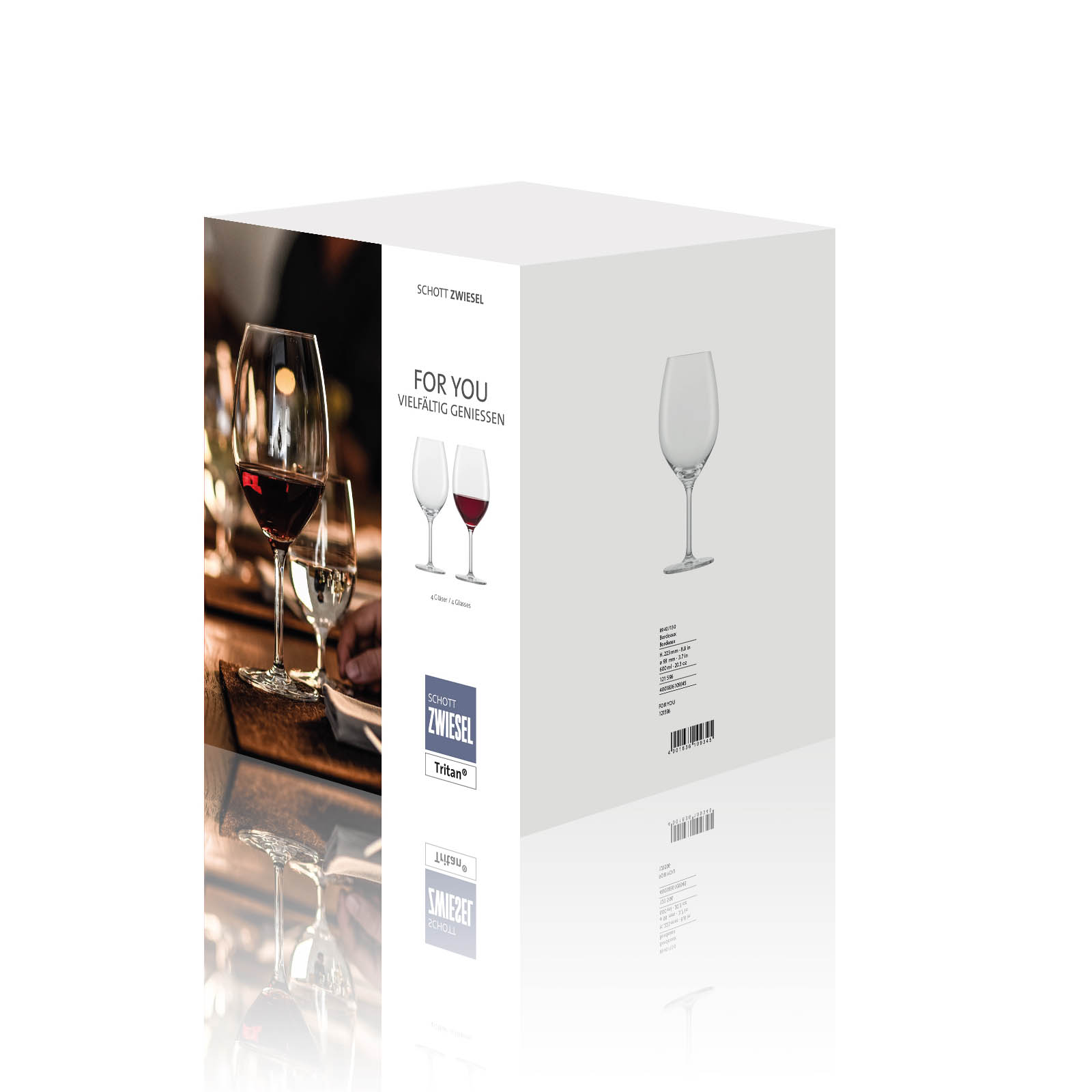 SCHOTT ZWIESEL Serie FOR YOU Bordeaux Rotweinglas 4 Stück Inhalt 600 ml