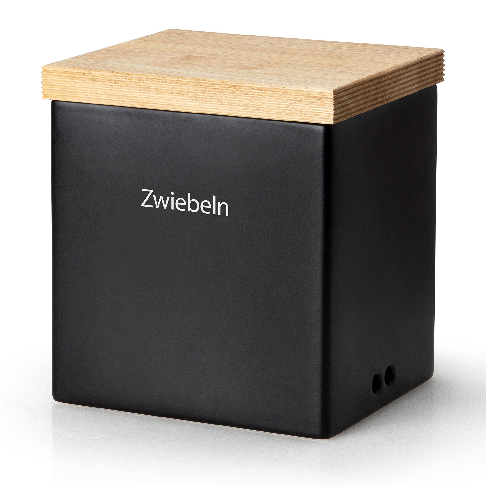 CONTINENTA Vorratsdose mit Holzdeckel 18 x 15,5 x 20,5 cm rechteckig, schwarz