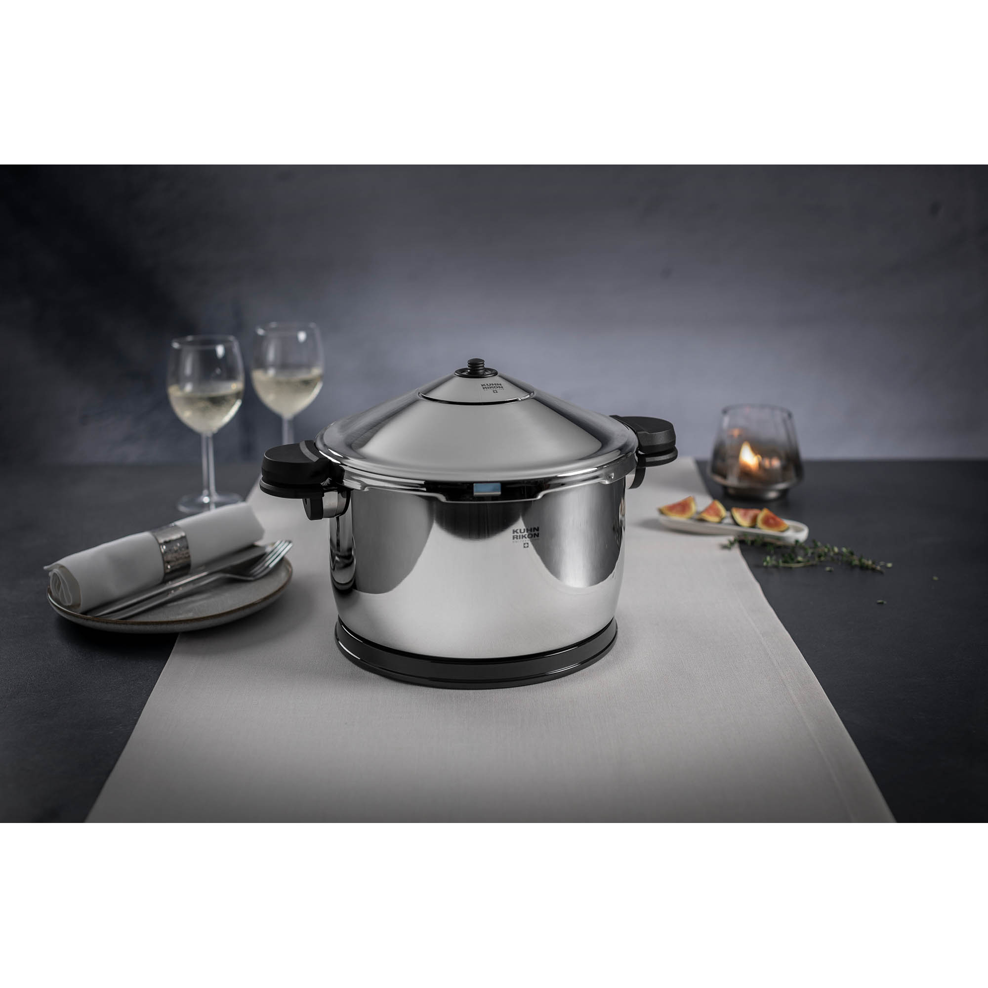 KUHN RIKON Schnellkochtopf DUROTHERM PRO BLACK Thermo-Kochtopf 22 cm 5,0 Liter