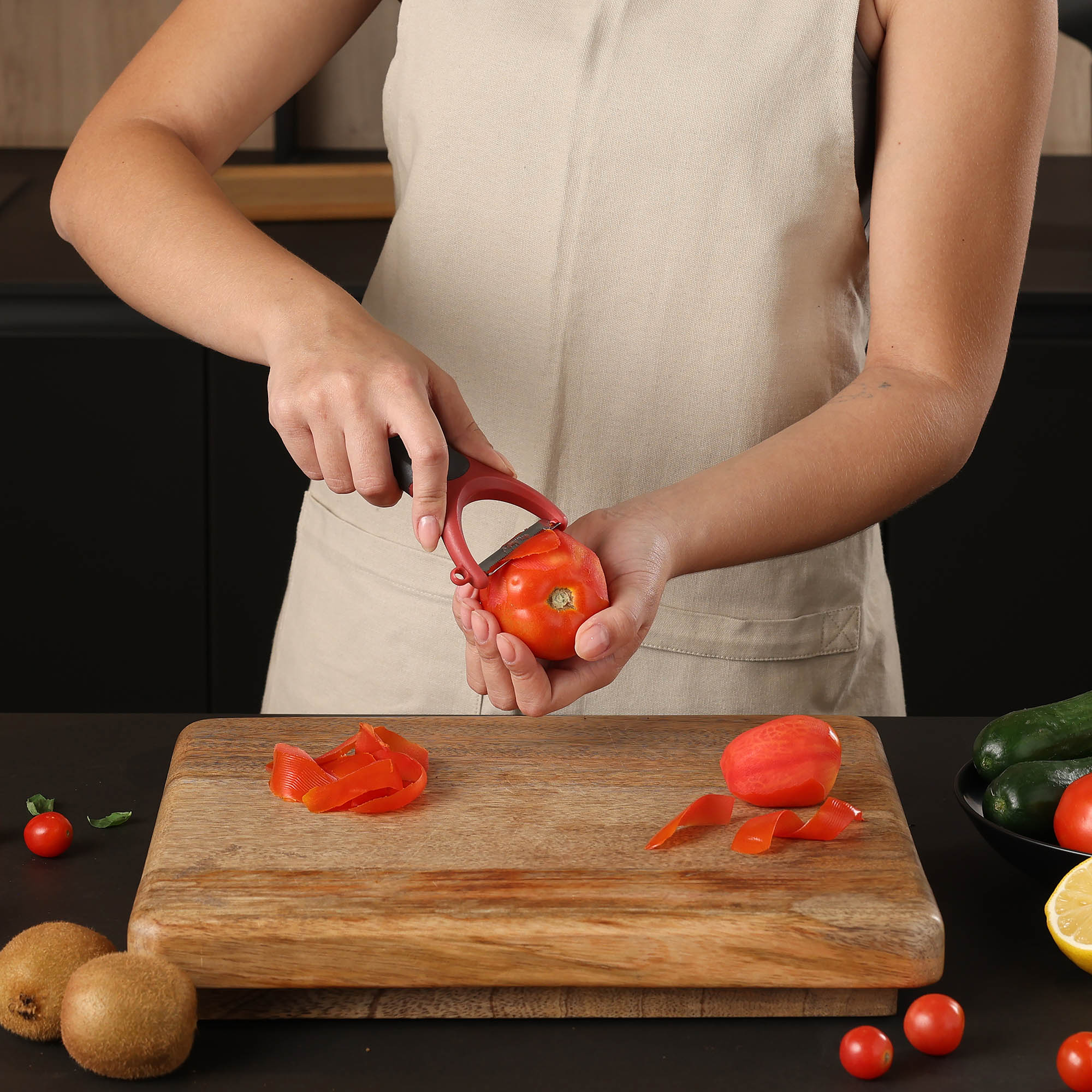 ZYLISS Y-Tomatenschäler mit Griff aus Kunststoff mit Weizenstrohfasern