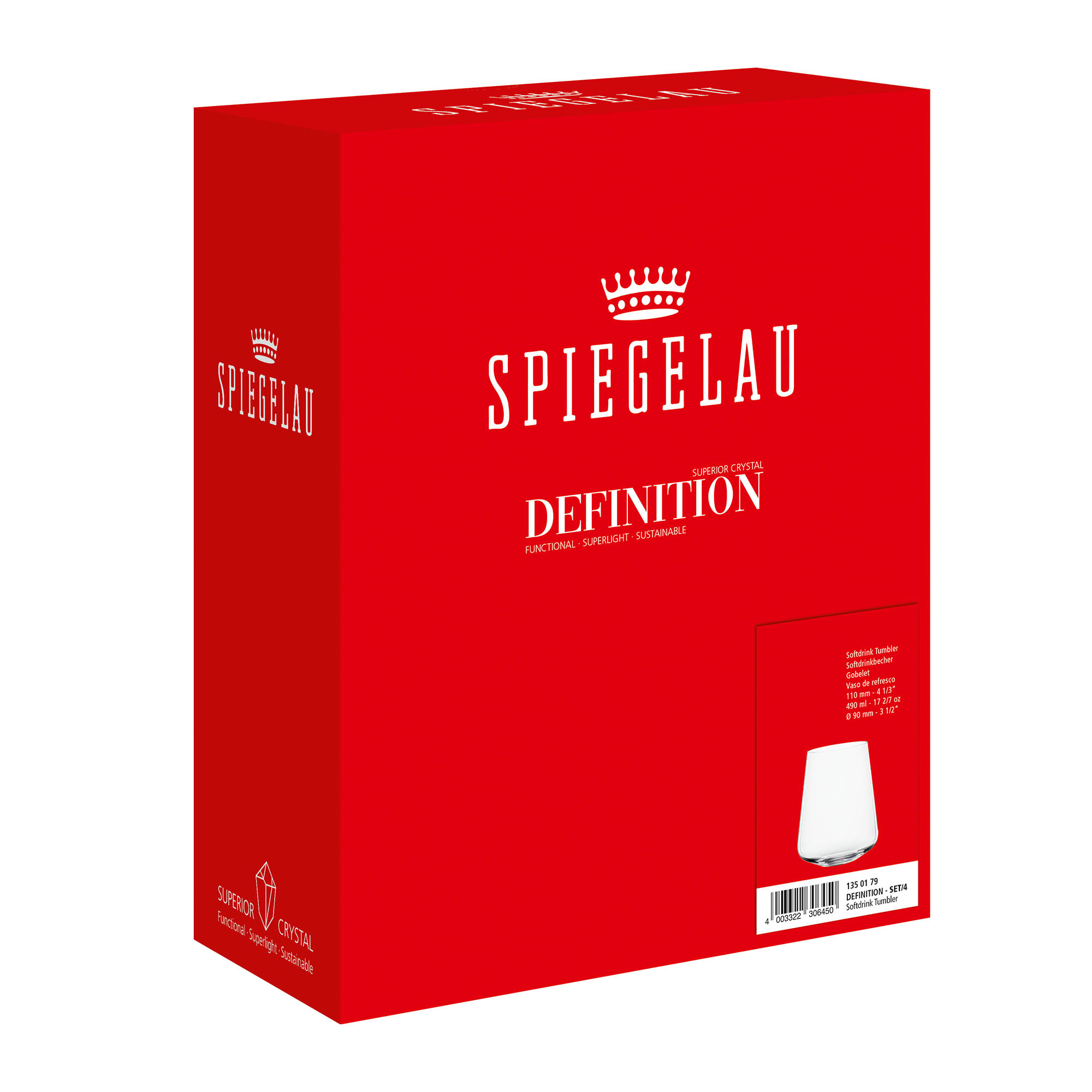 SPIEGELAU Serie DEFINITION 4er Set Softdrink-Glas 490 ml