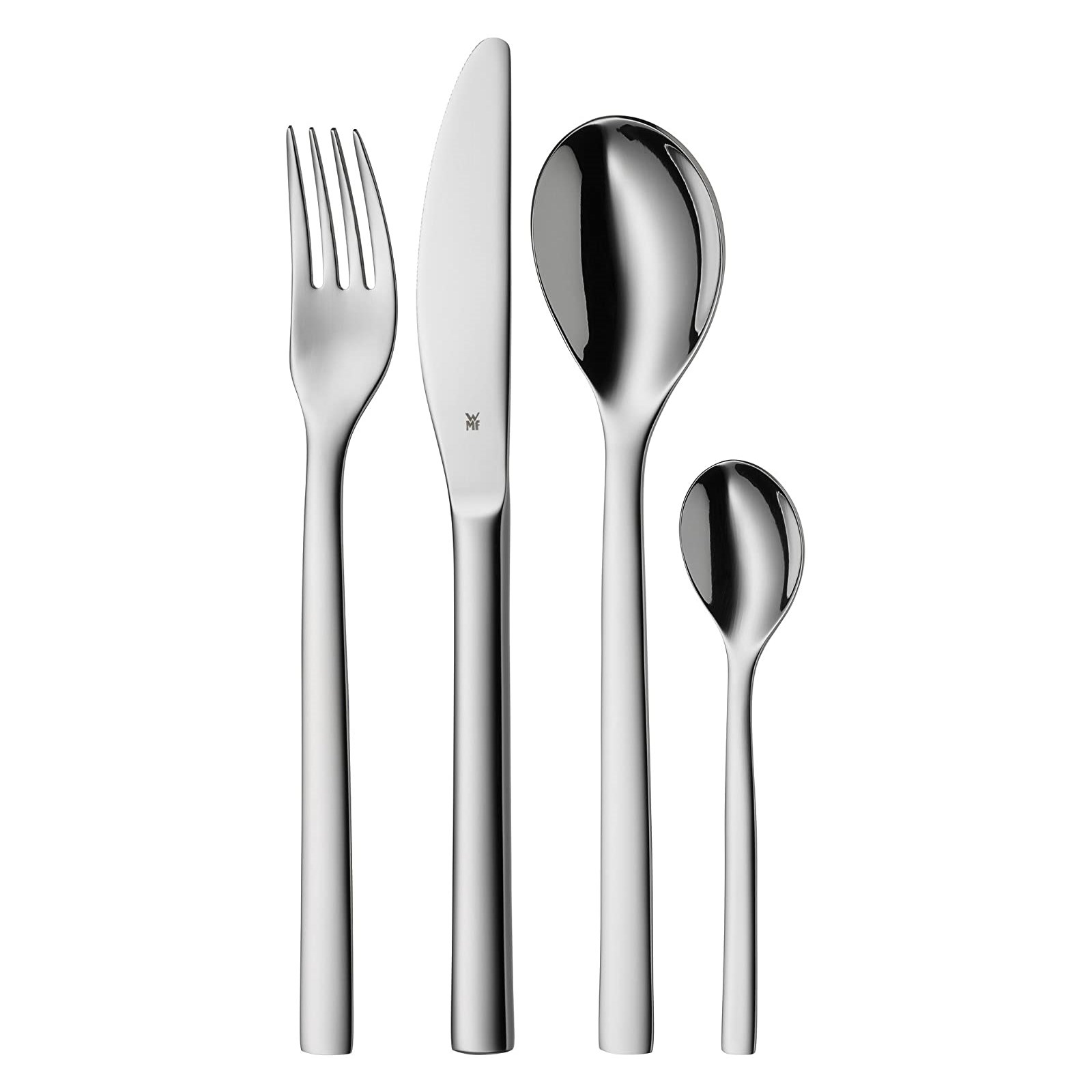 WMF Besteck-Set Nuova (4-tlg), 1 Personen, Cromargan® Edelstahl Rostfrei 18/10, 4-tlg., Cromargan Edelstahl rostfrei 18/10, Geschenkverpackung