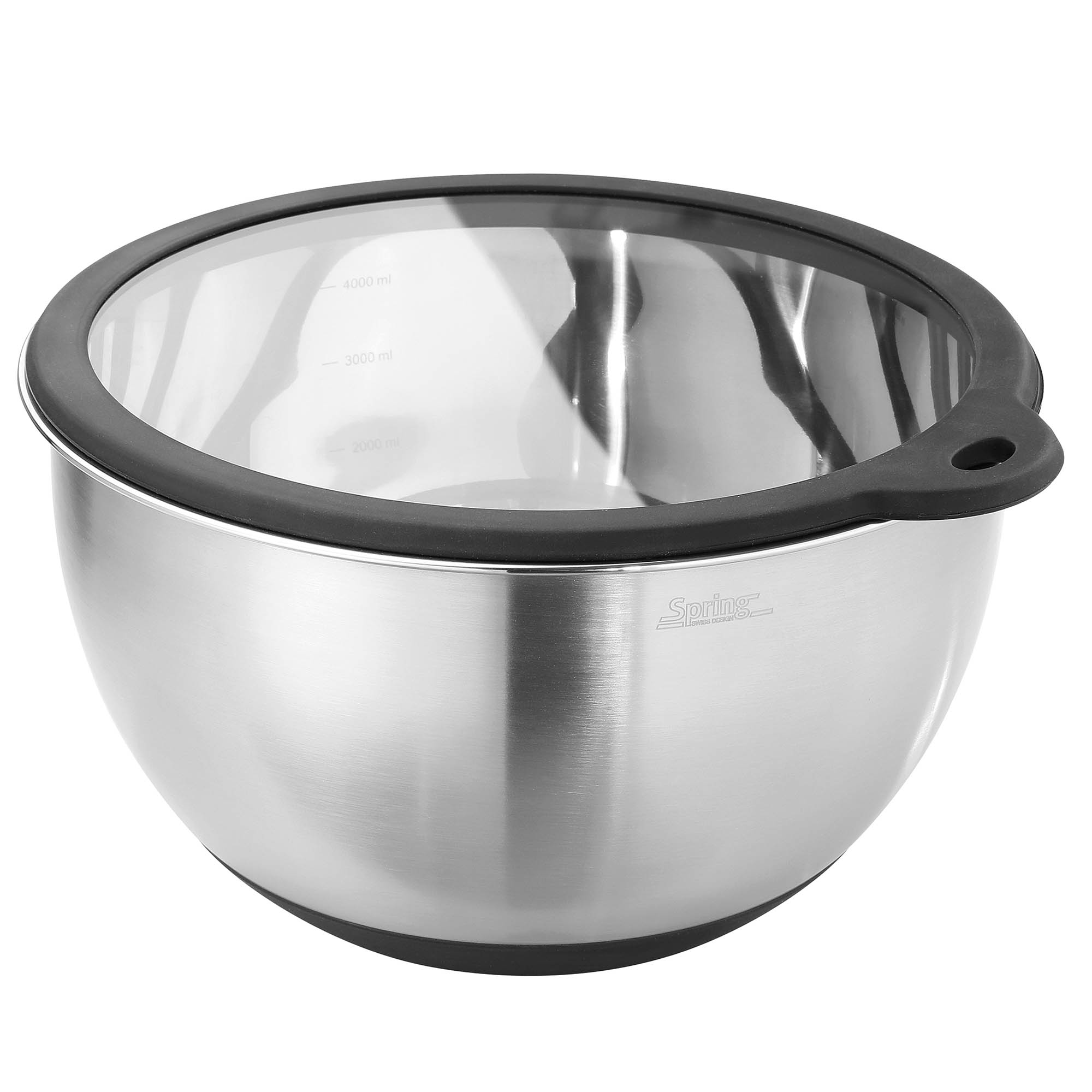 SPRING Küchenschüssel-Set aus Edelstahl 3-teilig mit Glasdeckeln Edelstahlschüssel