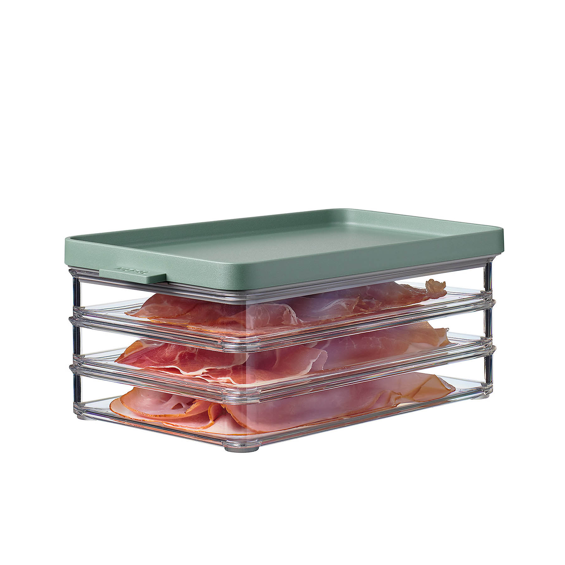 MEPAL Vorratsdose OMNIA Aufschnittdose 3 x 0,5 Liter transparent Deckel nordic sage