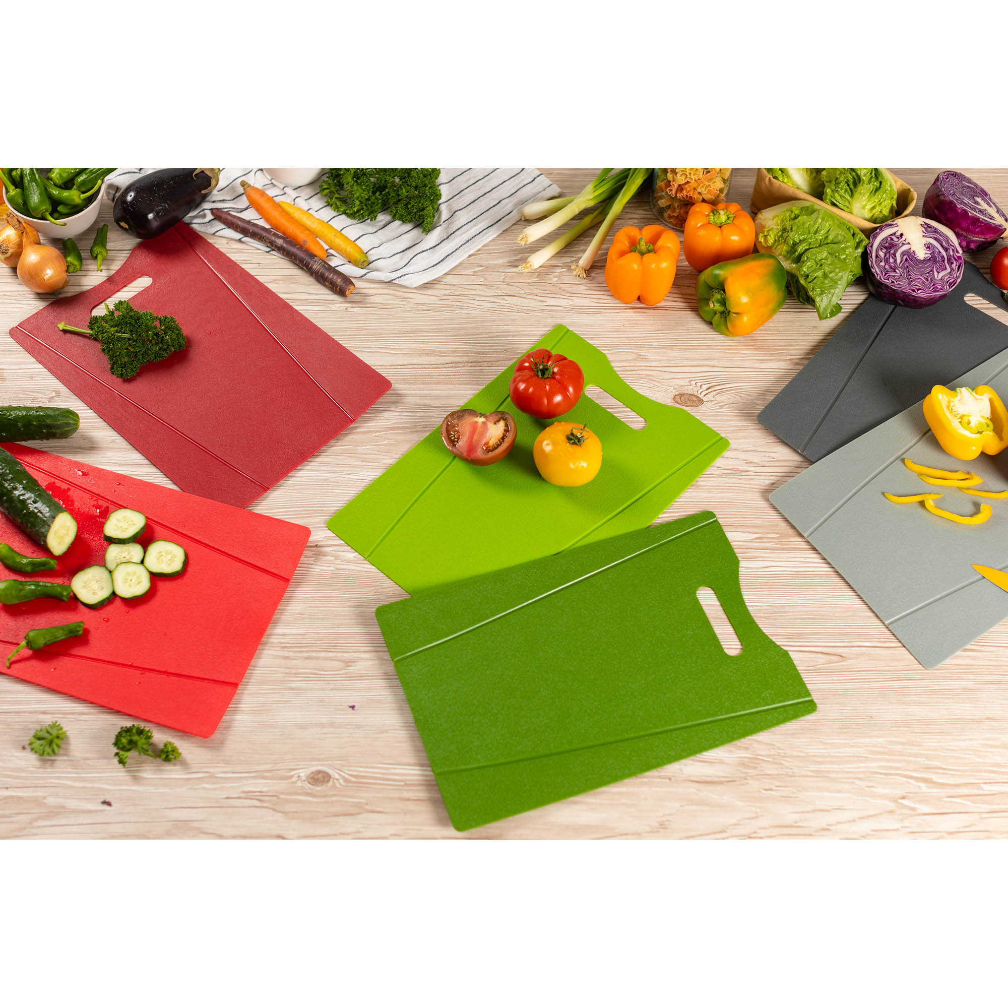 KUHN RIKON cutting board set of 2 38 x 25.5 cm with creases green / dark green