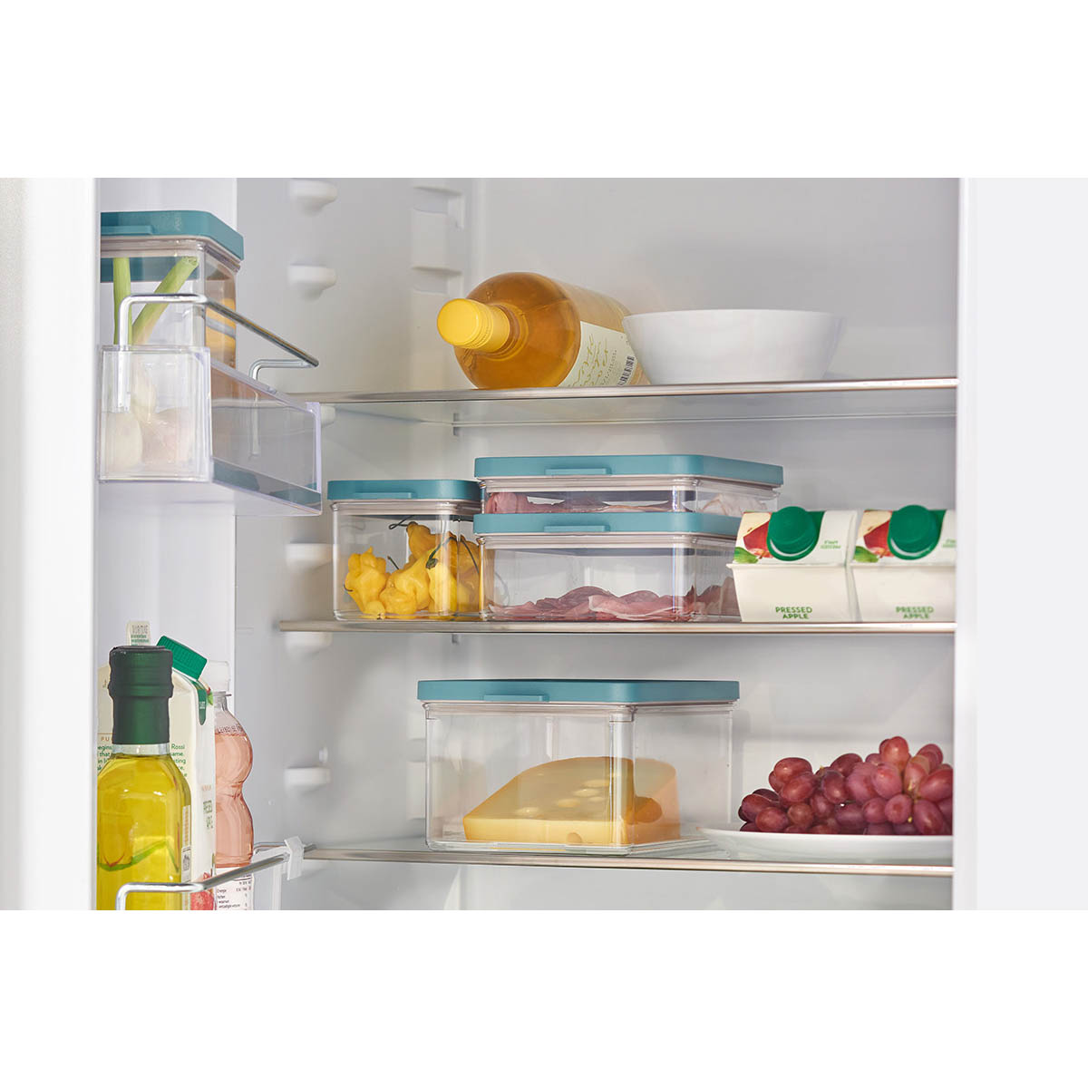 MEPAL OMNIA storage tin for cold cuts 3 x 0.5 litre transparent lid nordic white