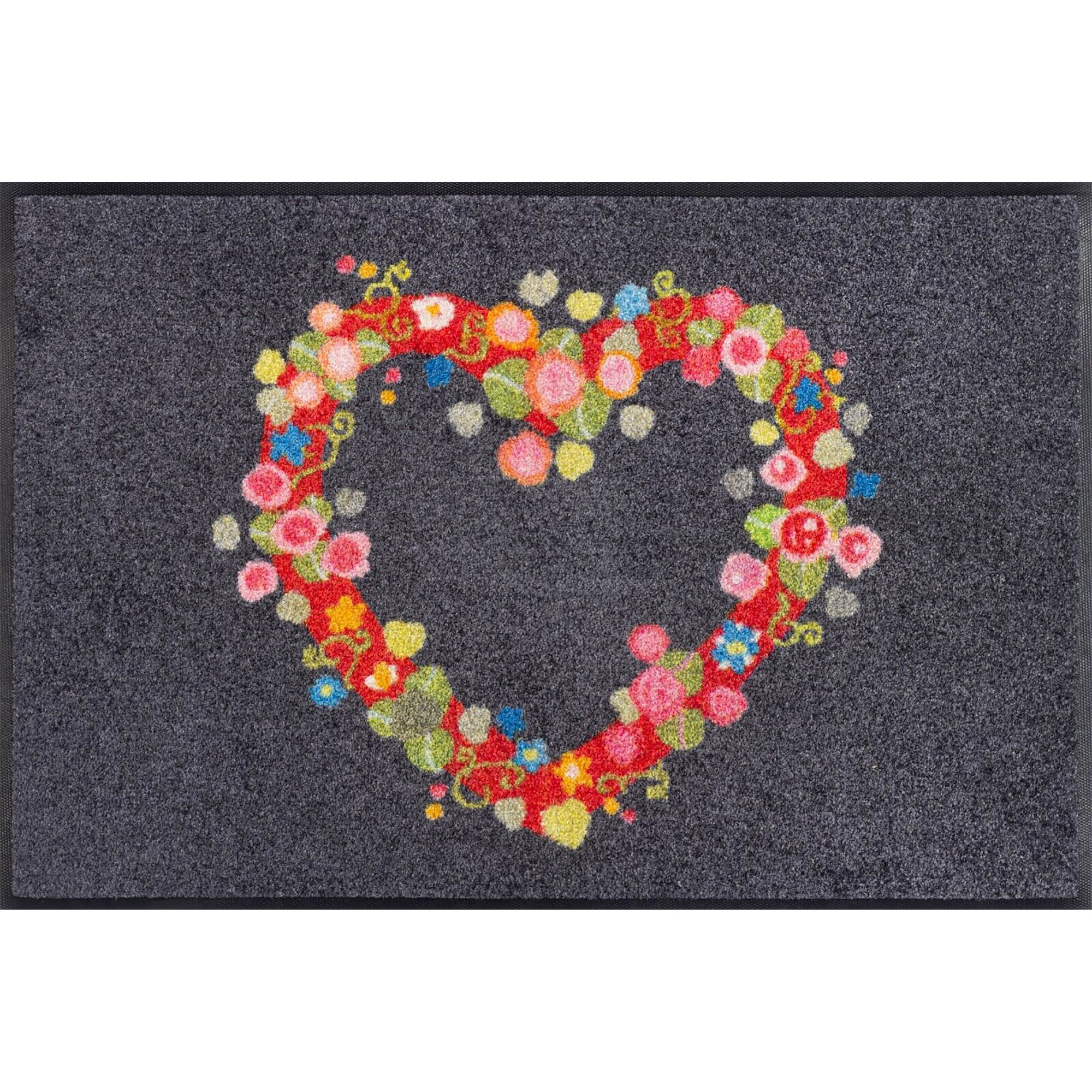 WASH + DRY Fußmatte 50 x 75 cm Motiv FLORAL ROMANCE Blumenherz