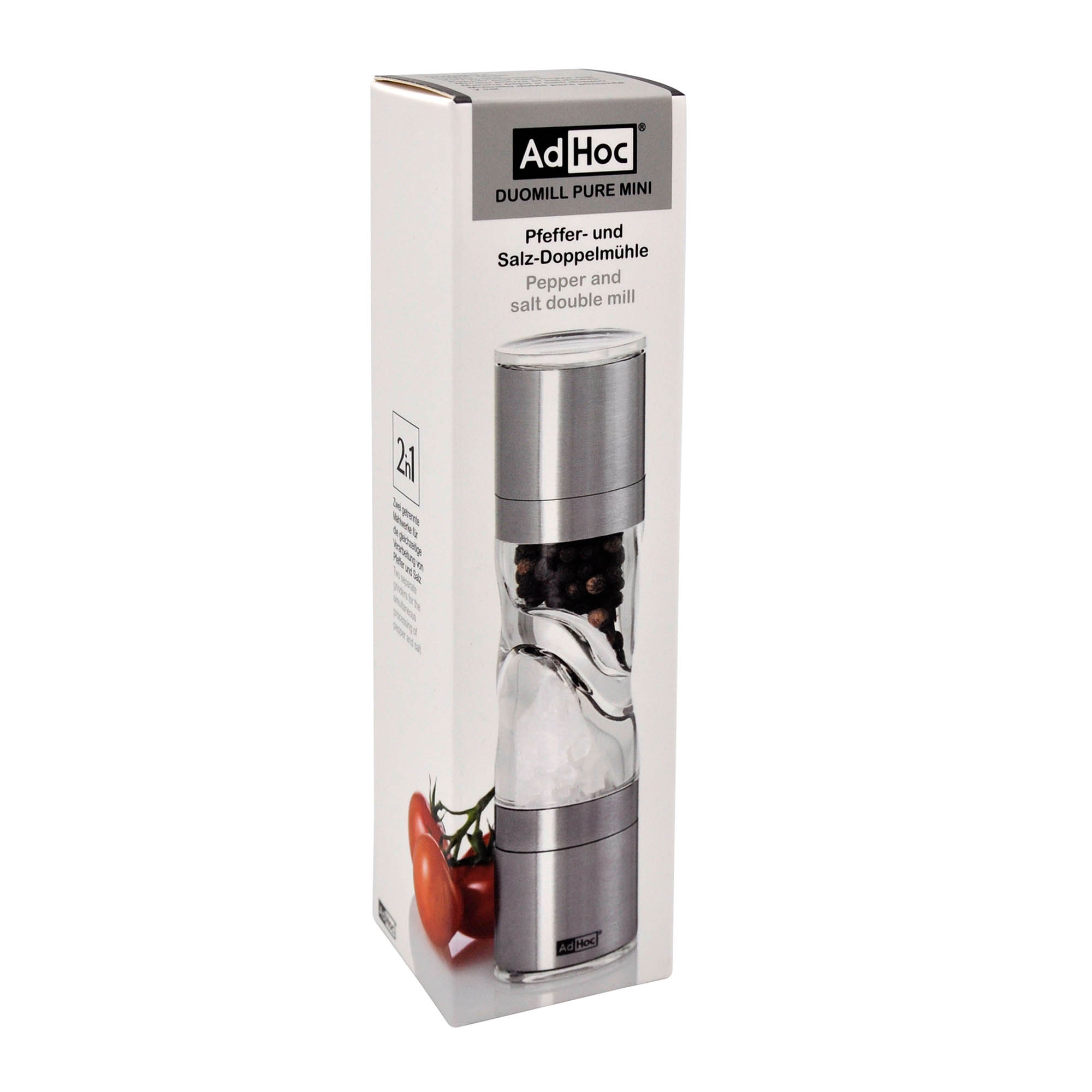 AdHoc double mill salt mill + pepper mill DUOMILL PURE MINI 15 cm