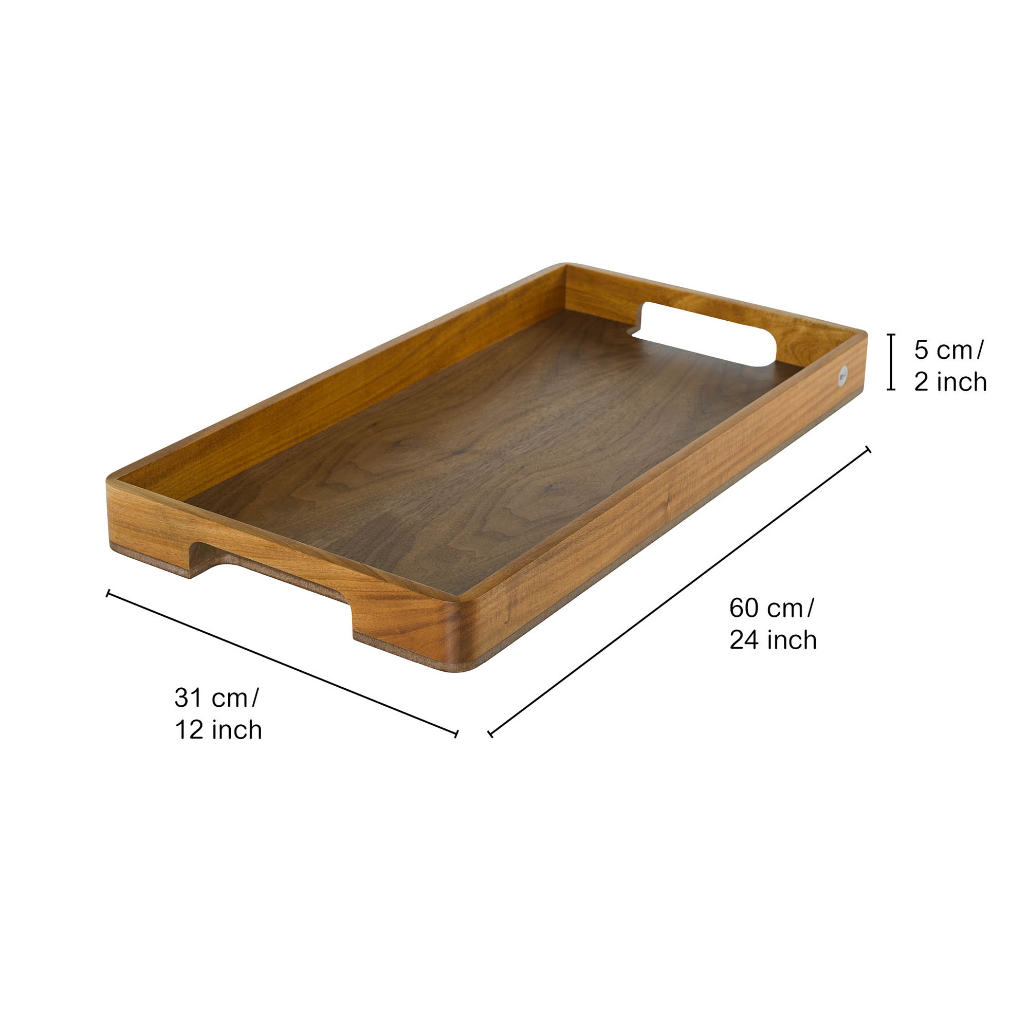 AdHoc SERVE serving tray 60 x 31 x 5 cm made of acacia wood + walnut wood