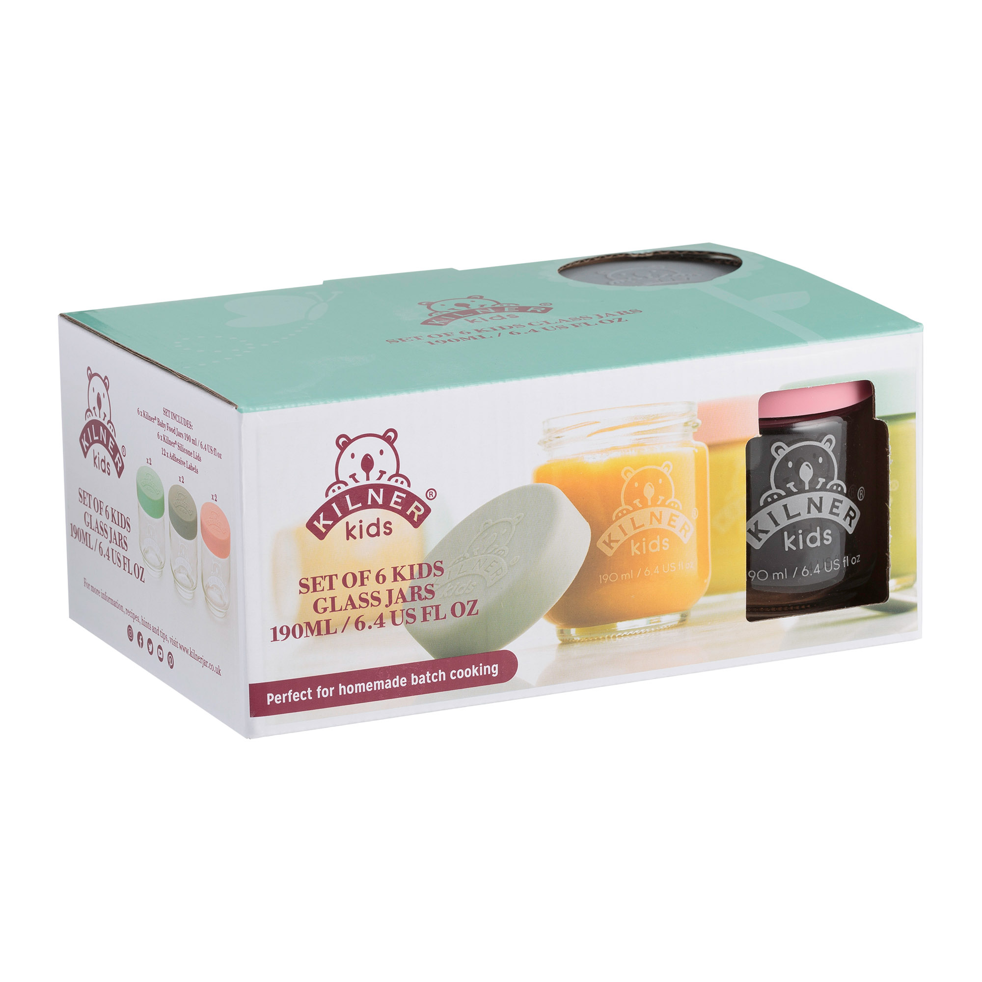KILNER Babygläser 6er Set 190 ml Kinder-Vorratsgläser