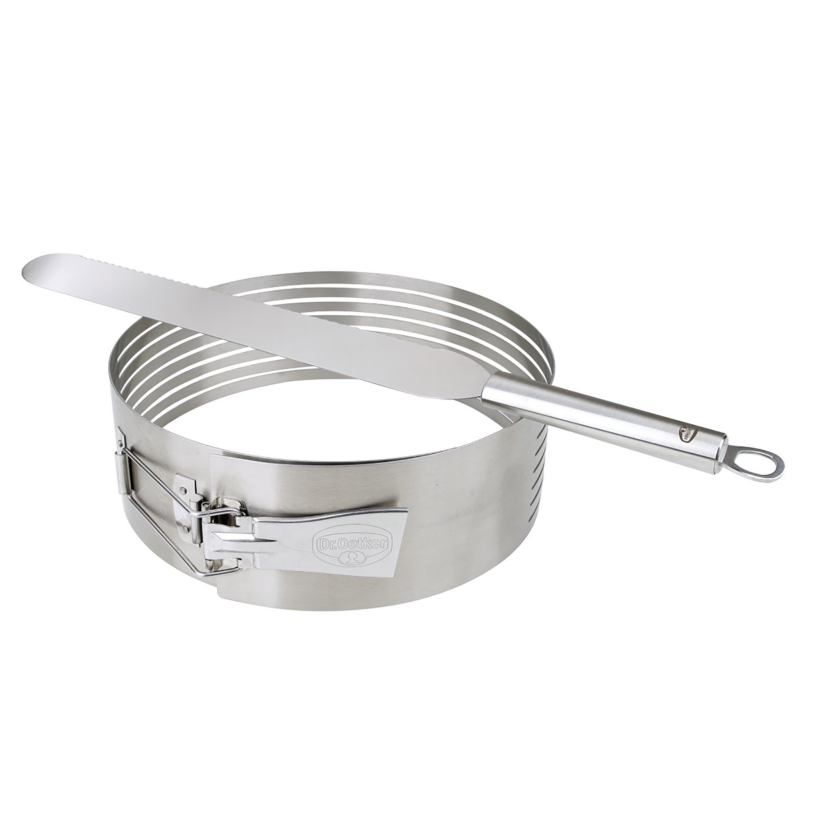 DR.OETKER Tortenboden-Schneidhilfe und Konditormesser im Set