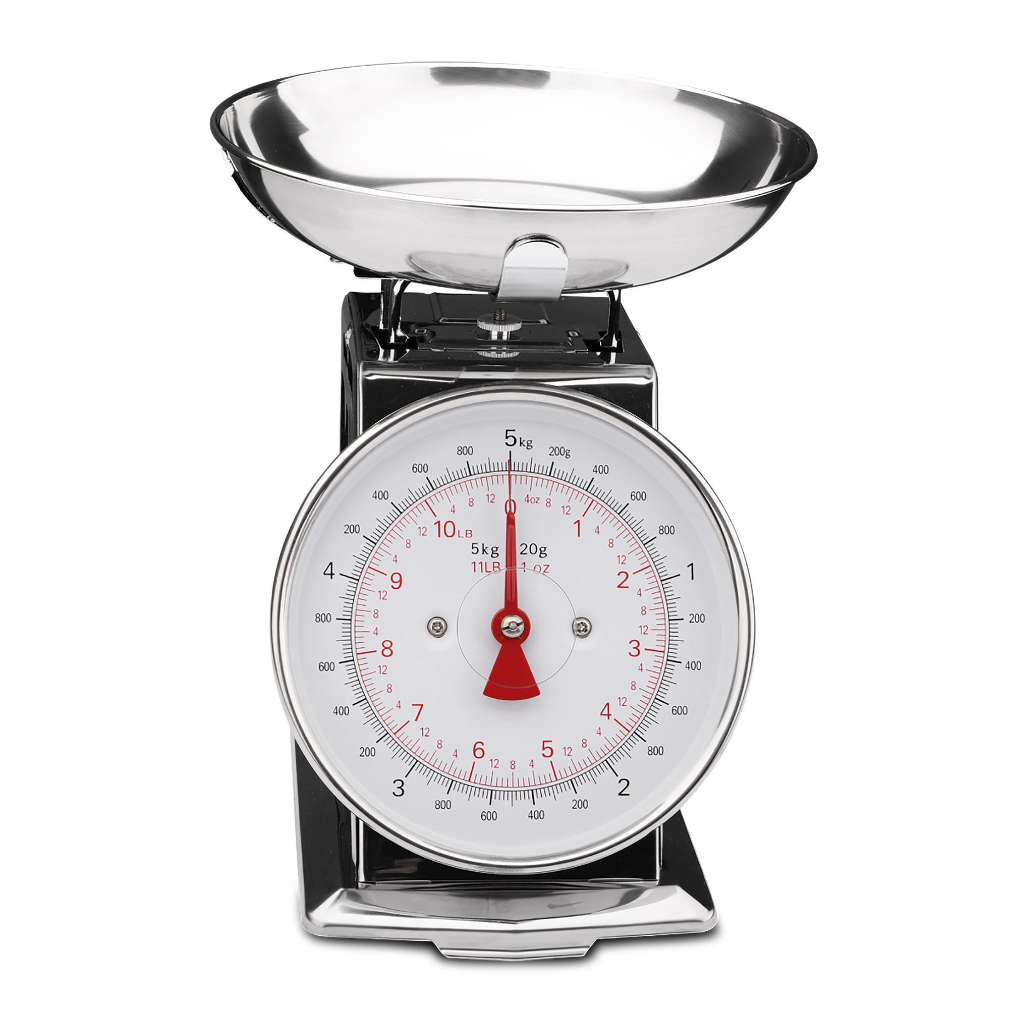 WEIS mechanische Küchenwaage bis 5 kg im Retro-Design mit Edelstahl-Schüssel
