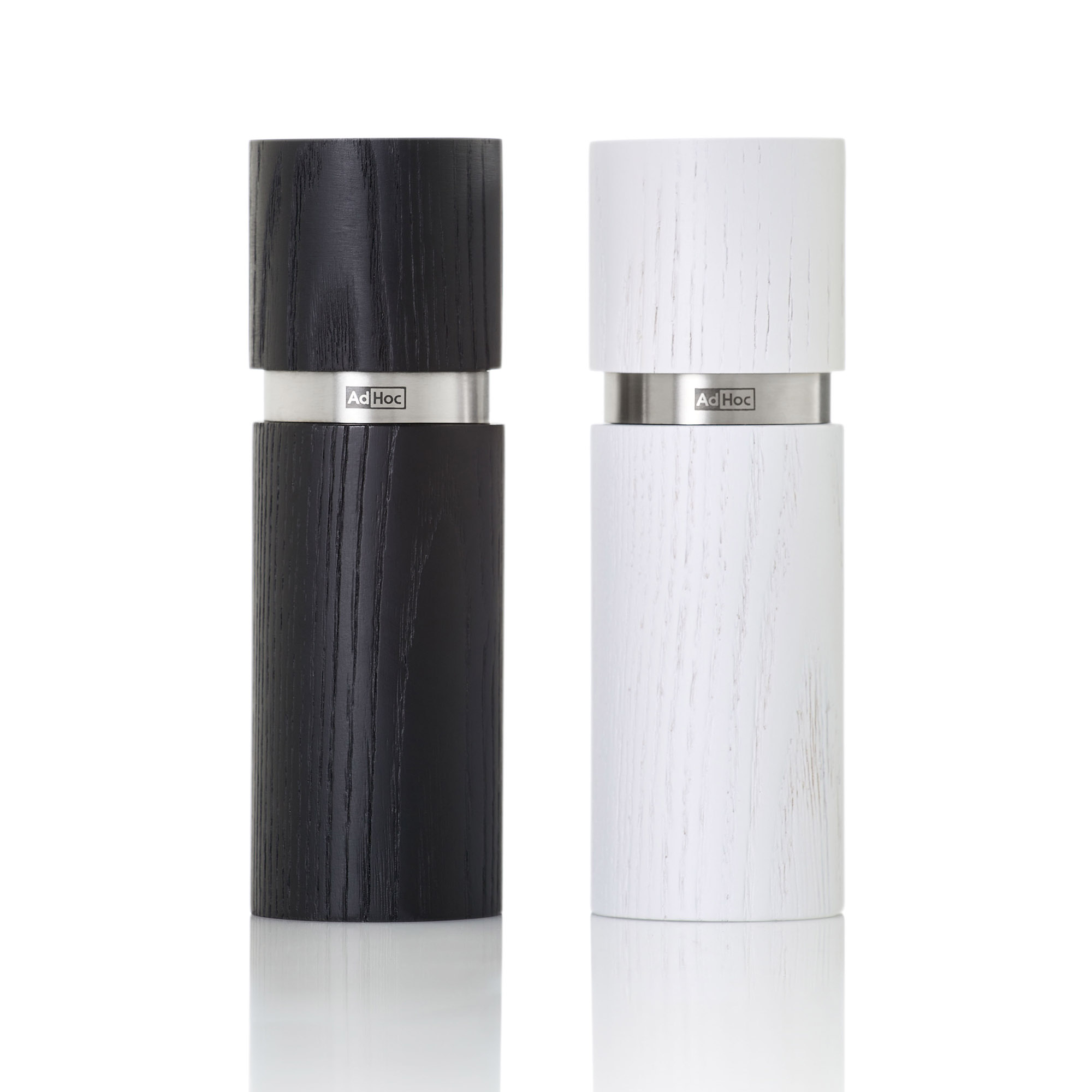 AdHoc Mühlen-Set TEXTURA Pfeffermühle Salzmühle 15 cm Esche schwarz / weiß