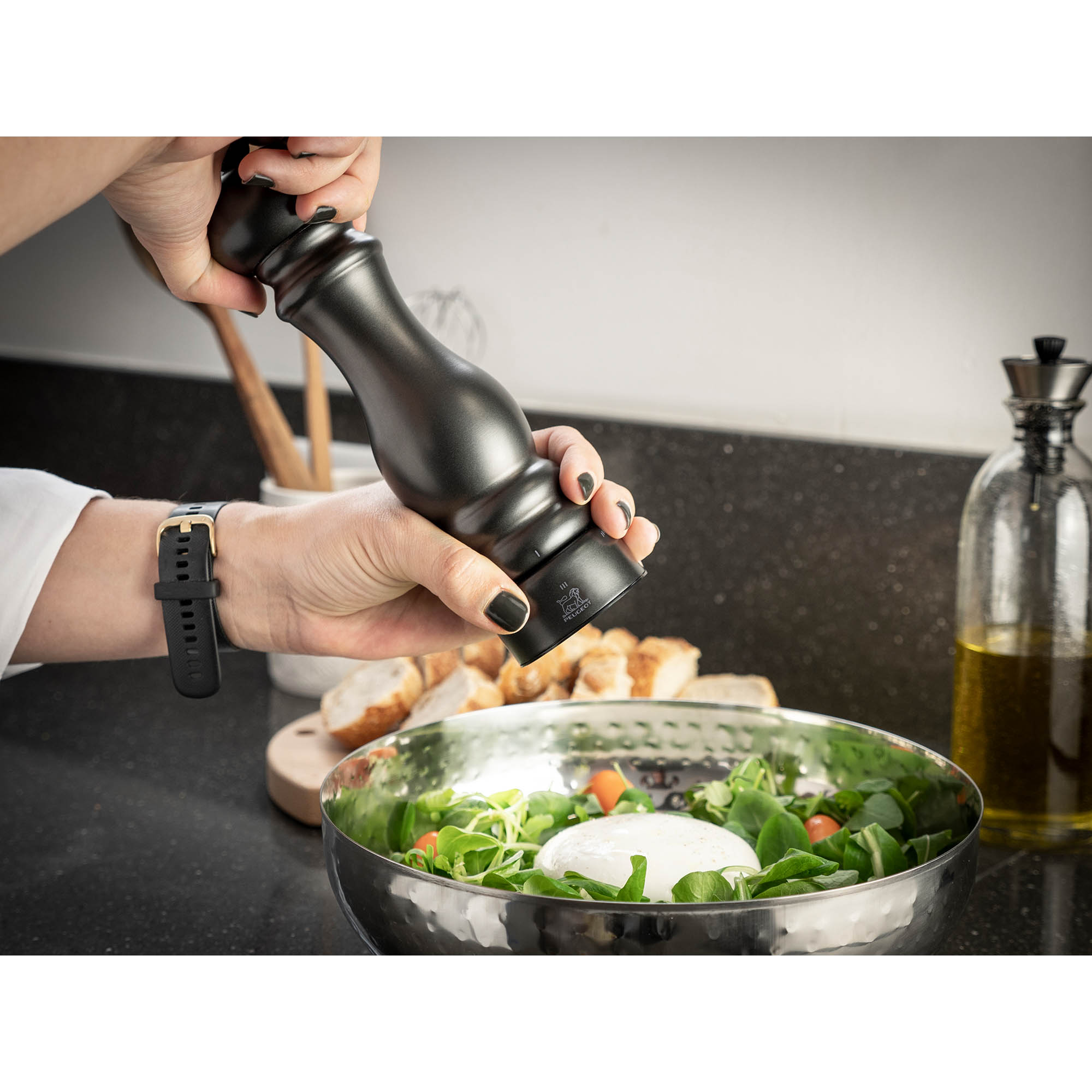 PEUGEOT PARIS CHEF CARBON Salt Mill, 22 cm, U'Select Z with ZIRLION grinding mechanism