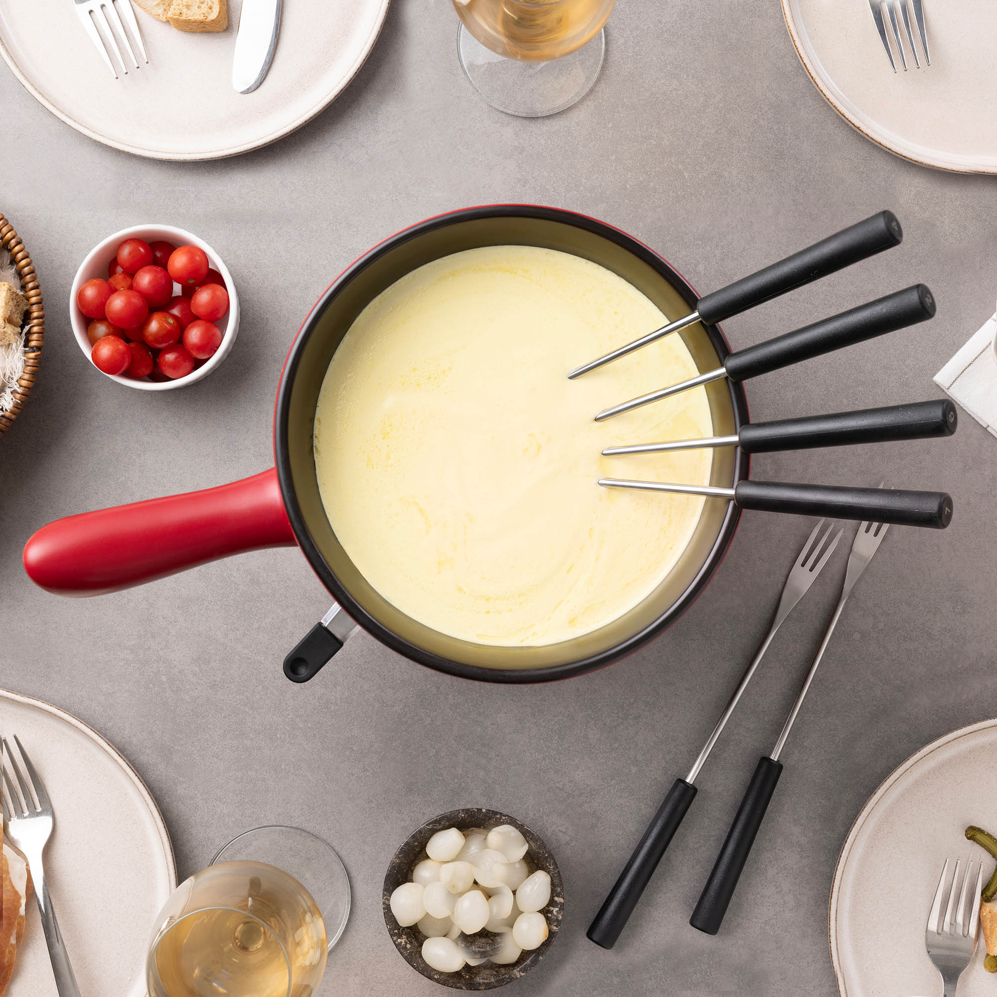 ZYLISS Set mit 6 Käsefondue-Gabeln mit schwarzem Kunststoffgriff, nummeriert