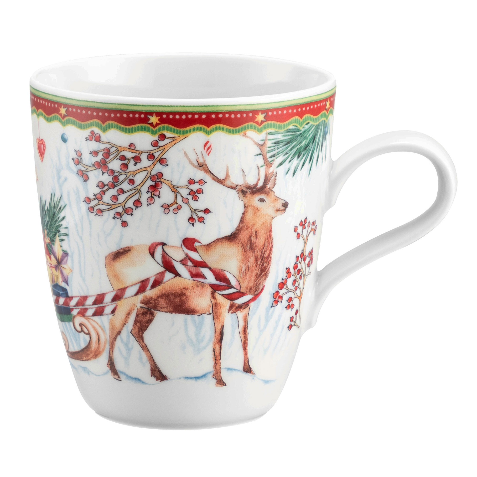 Seltmann Weiden WEIHNACHTSBECHER 65297 Becher mit Henkel 0,4 Liter Motiv Hirsch