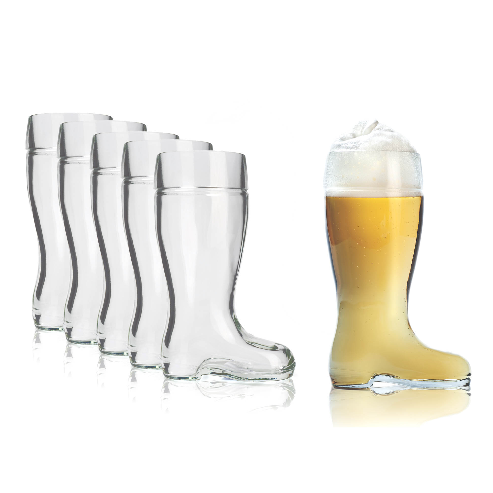 STÖLZLE LAUSITZ Bierglas Bierkrug BIERSTIEFEL 6 Stück geeicht 0,5 l Füllstrich