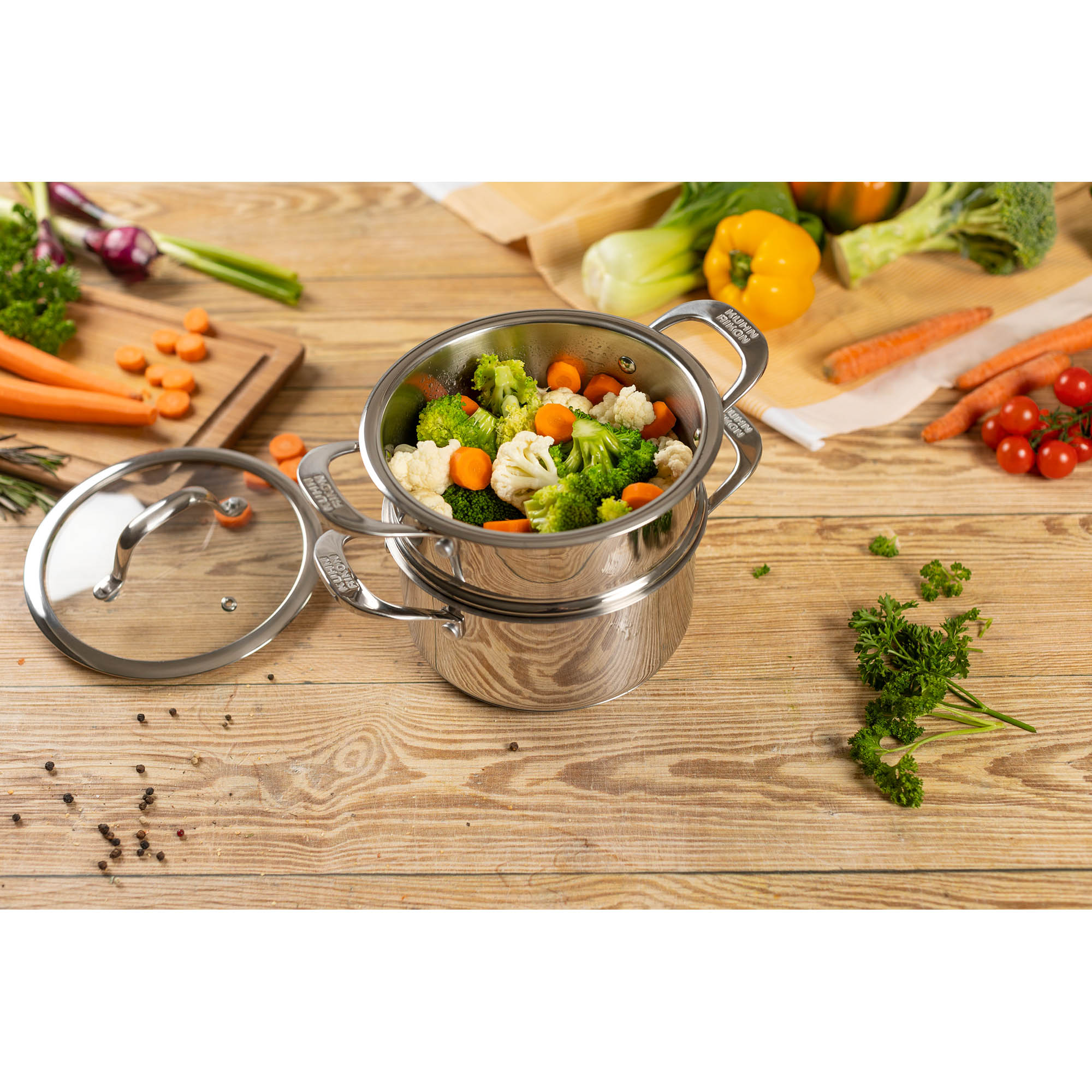 KUHN RIKON saucepan ALLROUND 18 cm 2.3 litres with steamer attachment in set INDUCTION