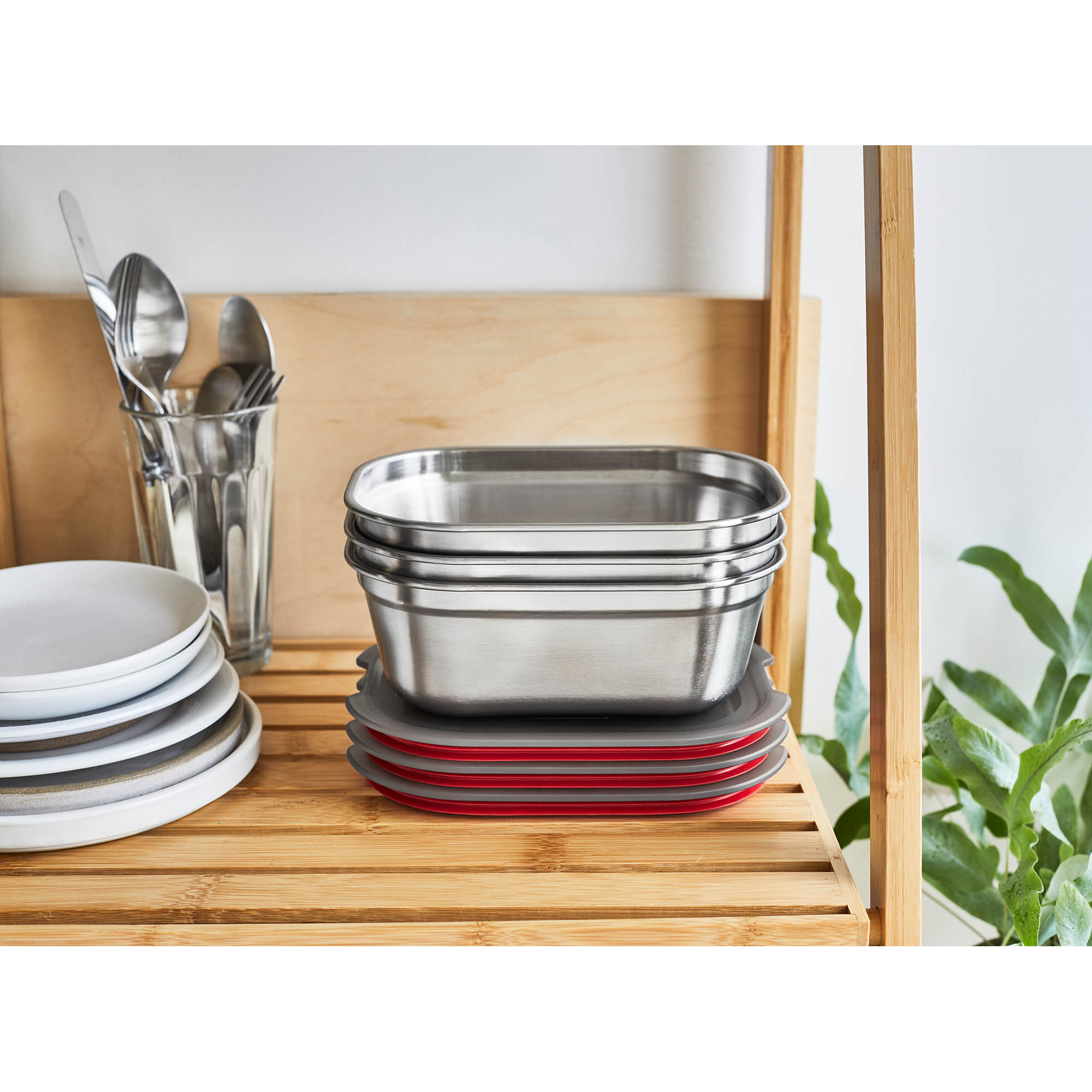 BLACK+BLUM Multifunctional Lunchbox, Stainless Steel, Small, 19.5 x 19 x 5.7 cm, 1.1 litres