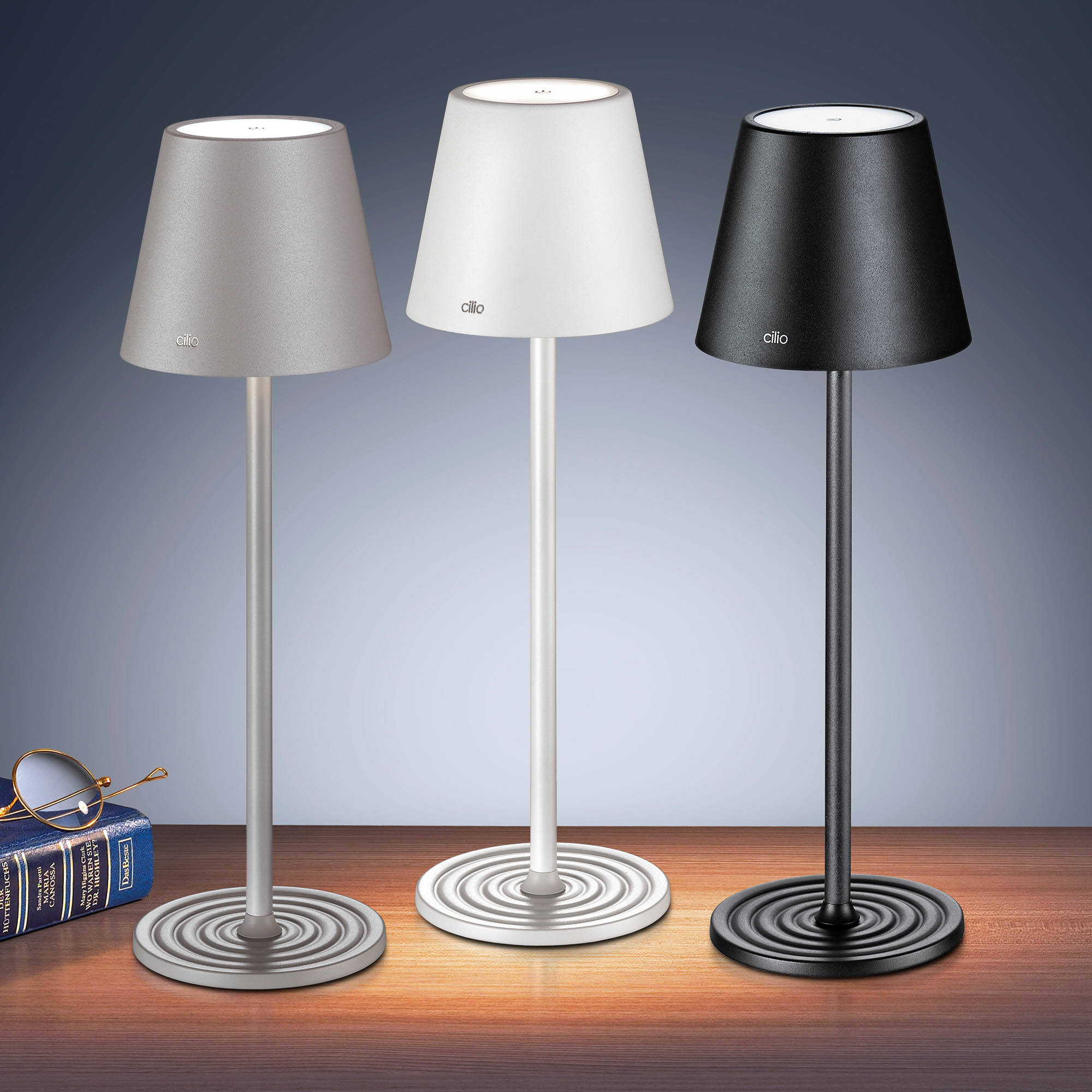 CILIO LED-Tischlampe SOLE Mobile LED-Leuchte für indoor und outdoor - grau
