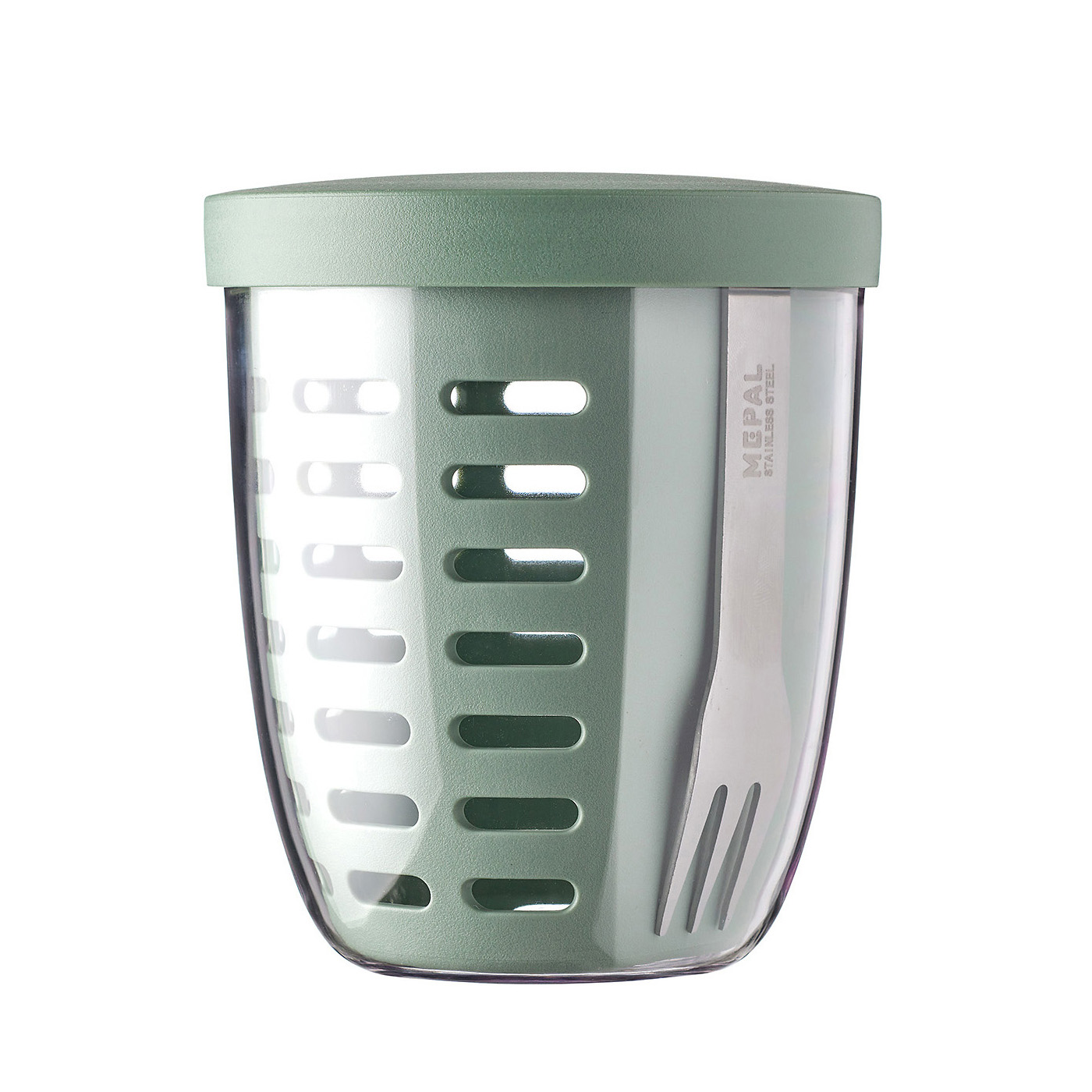 MEPAL Fruitpot ELLIPSE Snackbox mit Abtropfsieb und Gabel nordic sage
