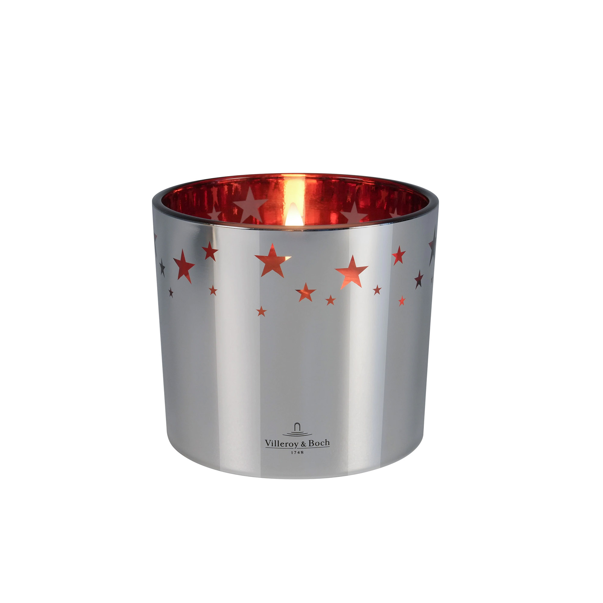 VILLEROY & BOCH LED-Glaskerze ZURICH 9 x 8 cm Echtwachs silber