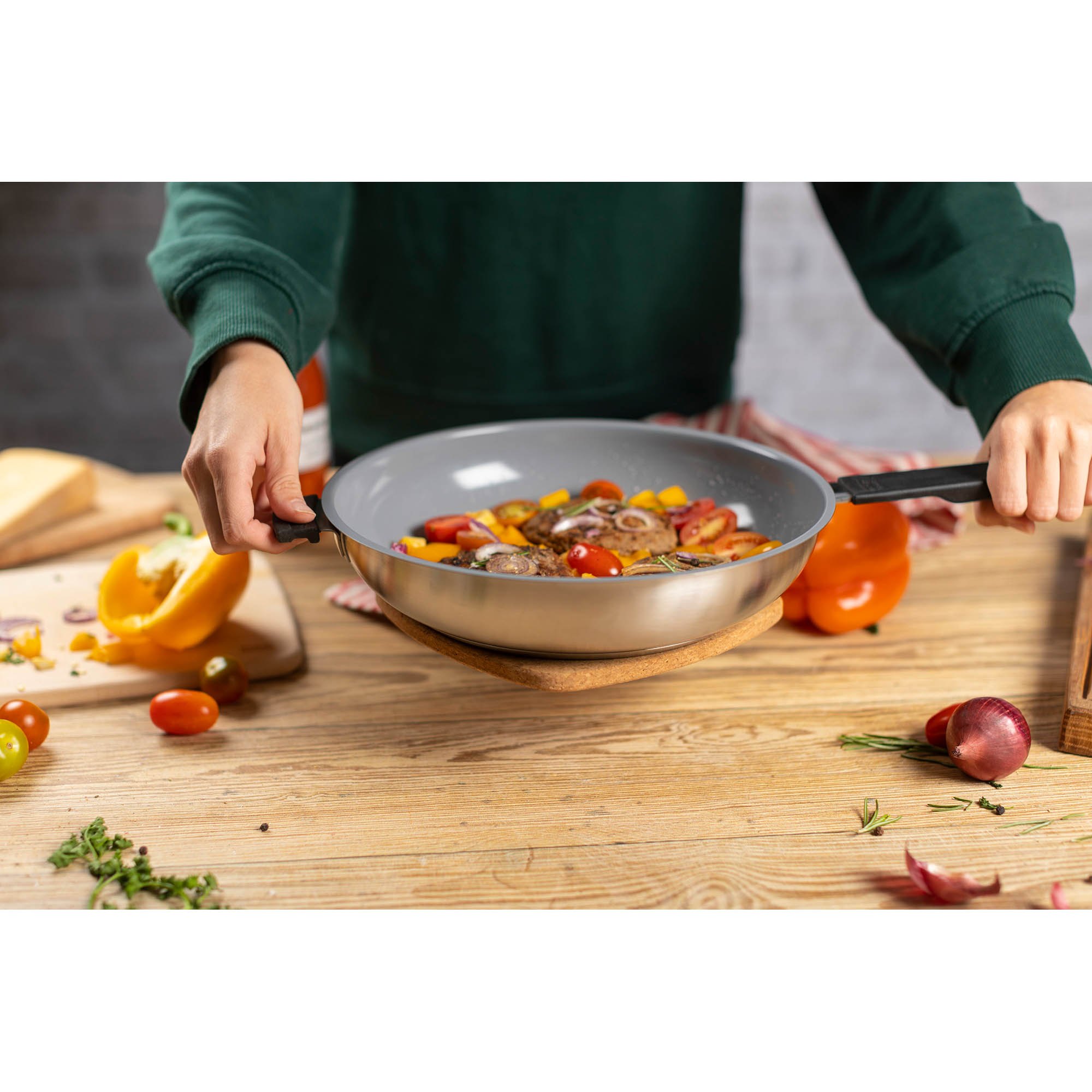 KUHN RIKON frying pan SMART & COMPACT stainless steel non-stick PFAS-free 24 cm