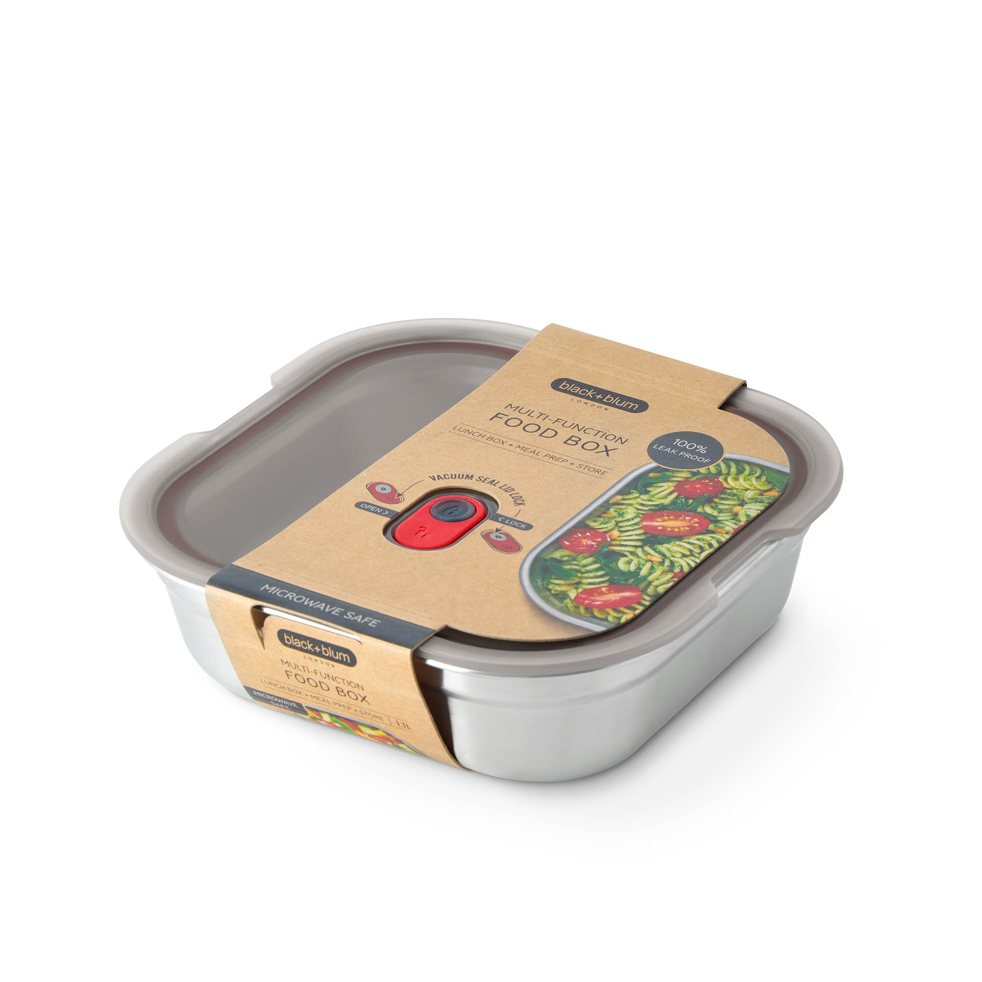 BLACK+BLUM Multifunctional Lunchbox, Stainless Steel, Small, 19.5 x 19 x 5.7 cm, 1.1 litres