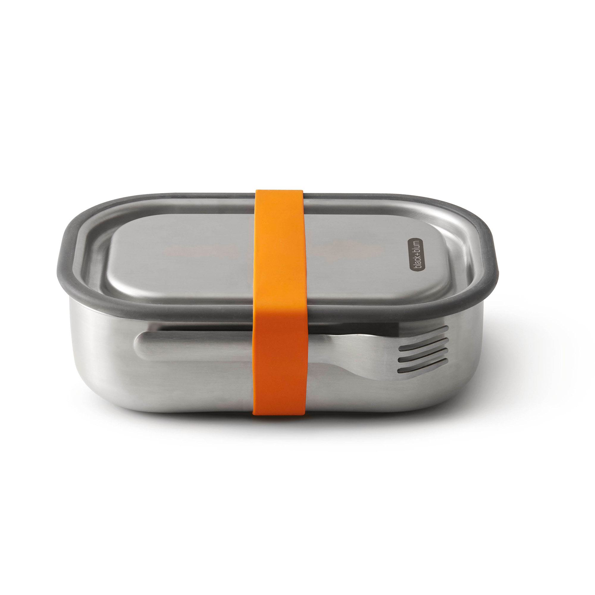 BLACK+BLUM Lunchbox Edelstahl mit Gabel groß 1,0 Liter 20 x 15 x 6,5 cm orange