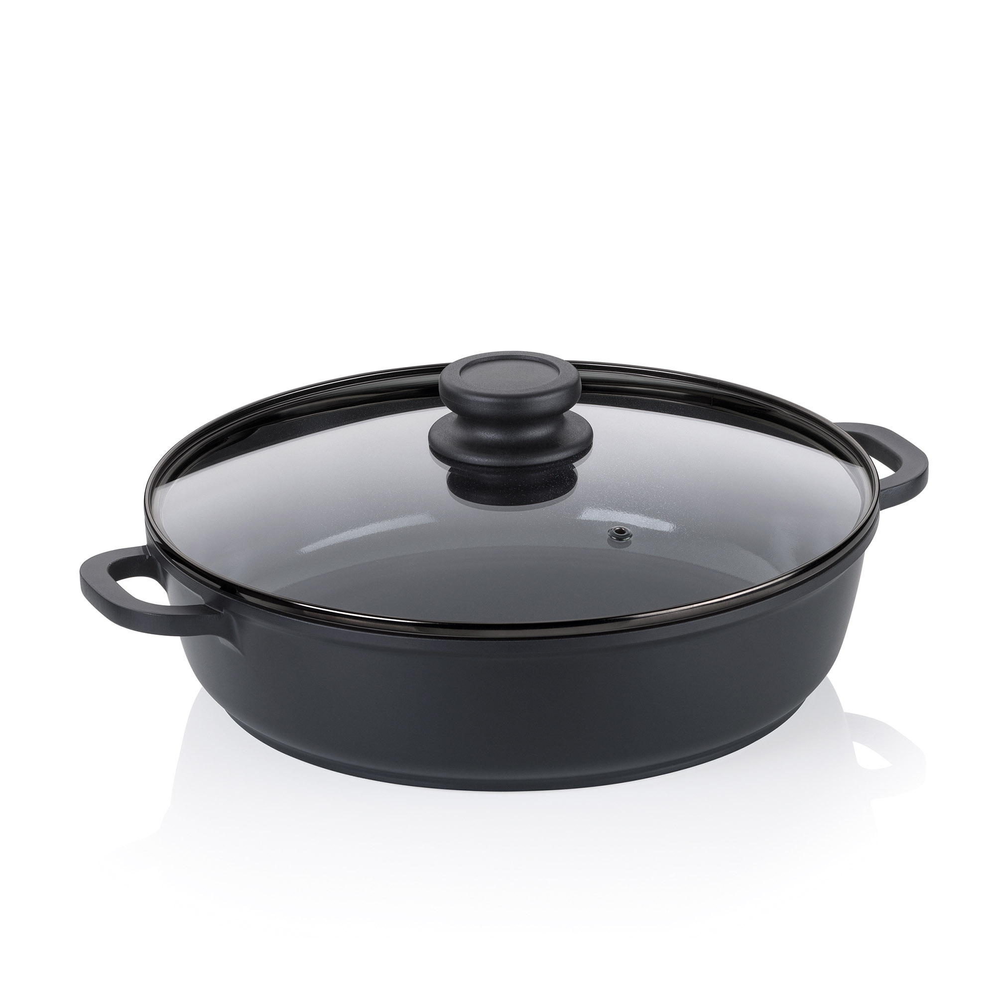 KELA Servierpfanne ATURA rund Keramikversiegelung PTFE-frei 28 cm Glasdeckel