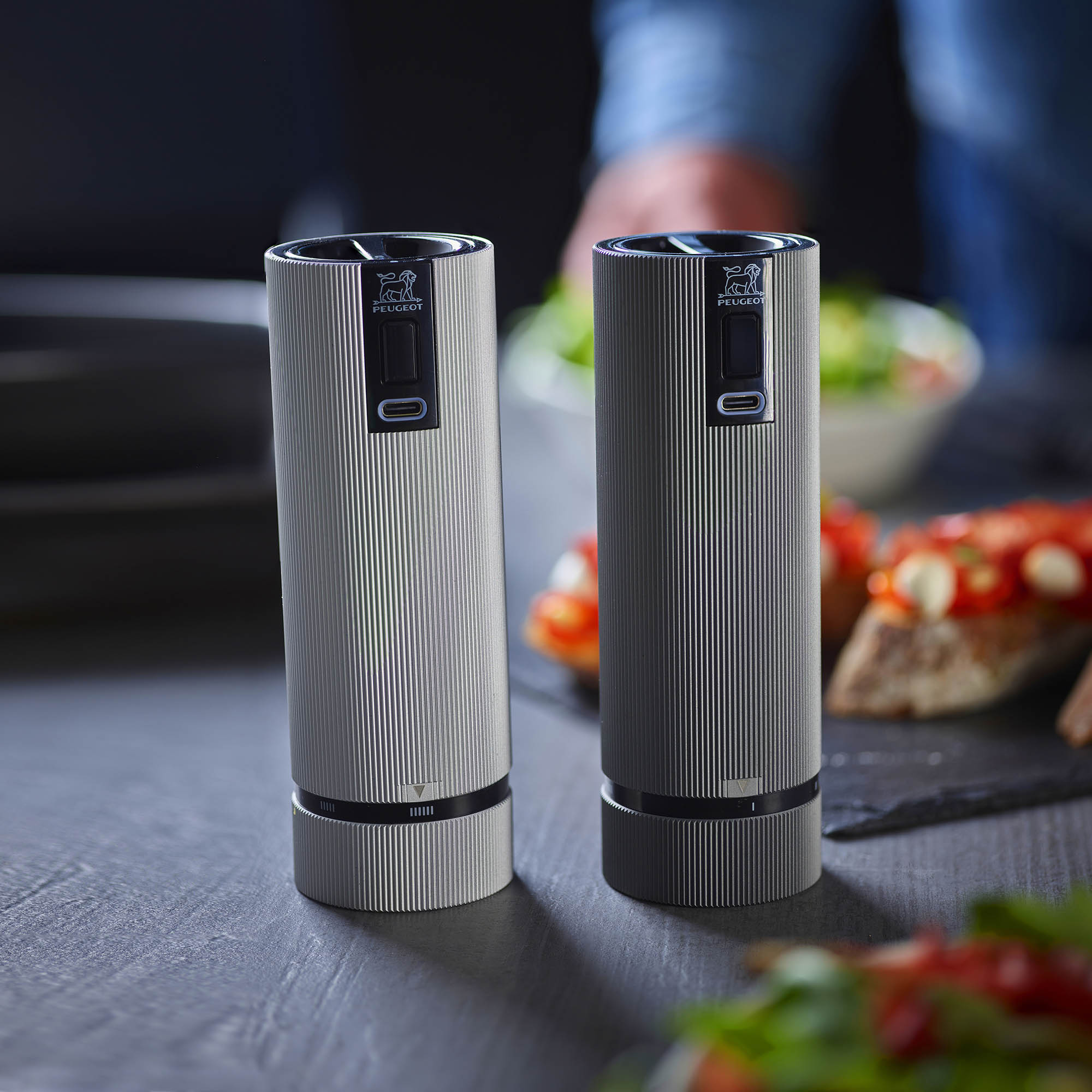 PEUGEOT Elektrische Pfeffer- und Salzmühle LINE ELECTRIC 15 cm U'Select Z Aluminium