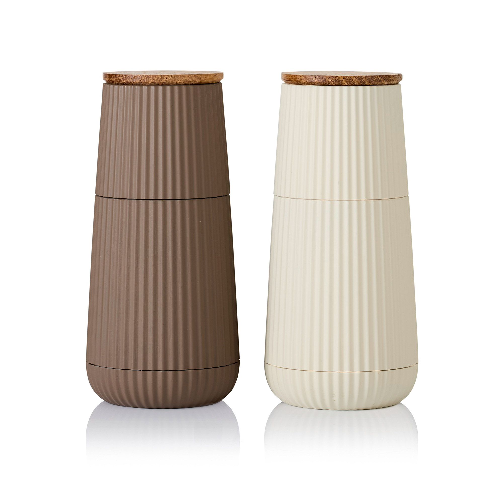 AdHoc Mühlen-Set SCAPE Pfeffermühle Salzmühle dunkelbeige / hellbeige 12,3 cm