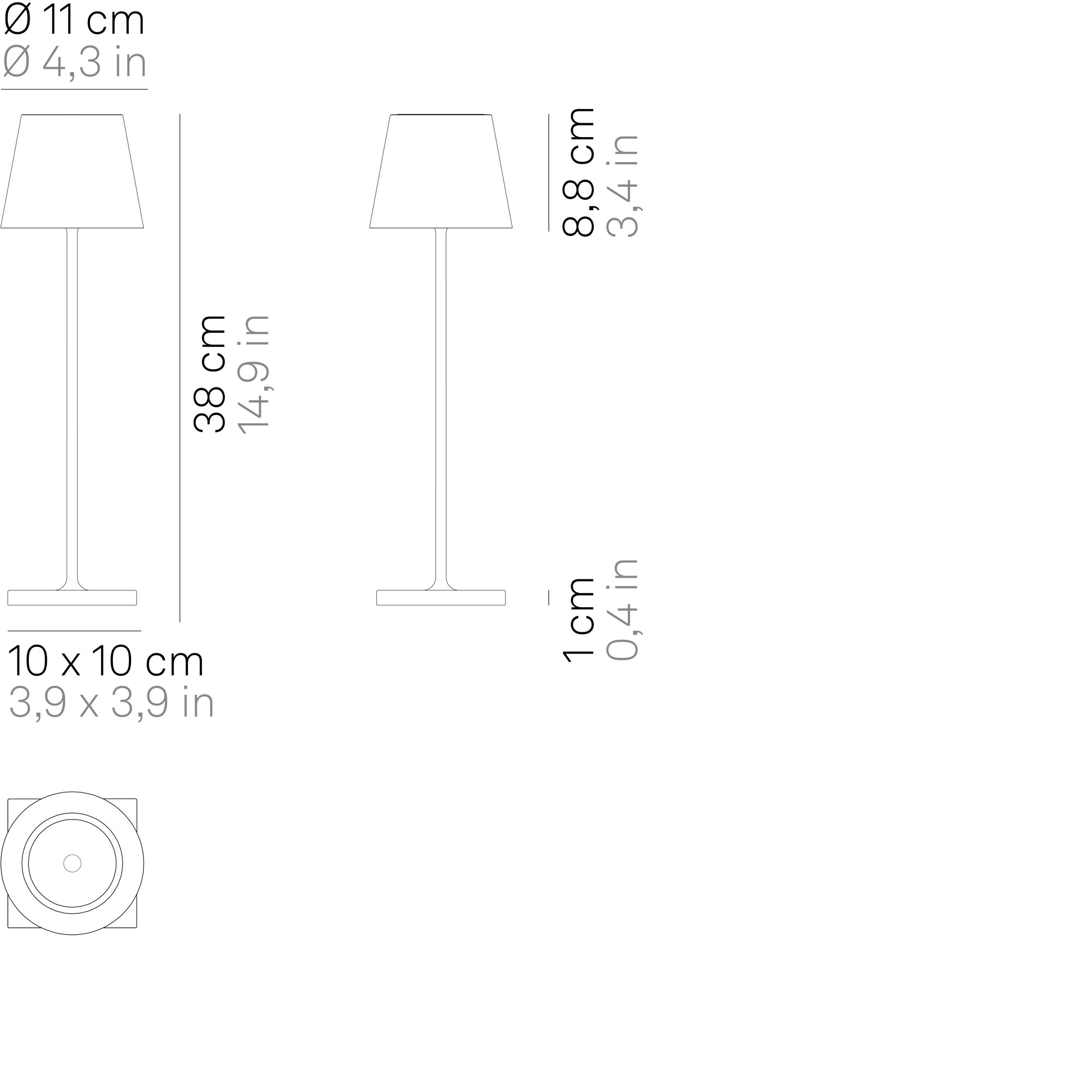 ZAFFERANO LED table lamp POLDINA PRO 38 cm Dark grey