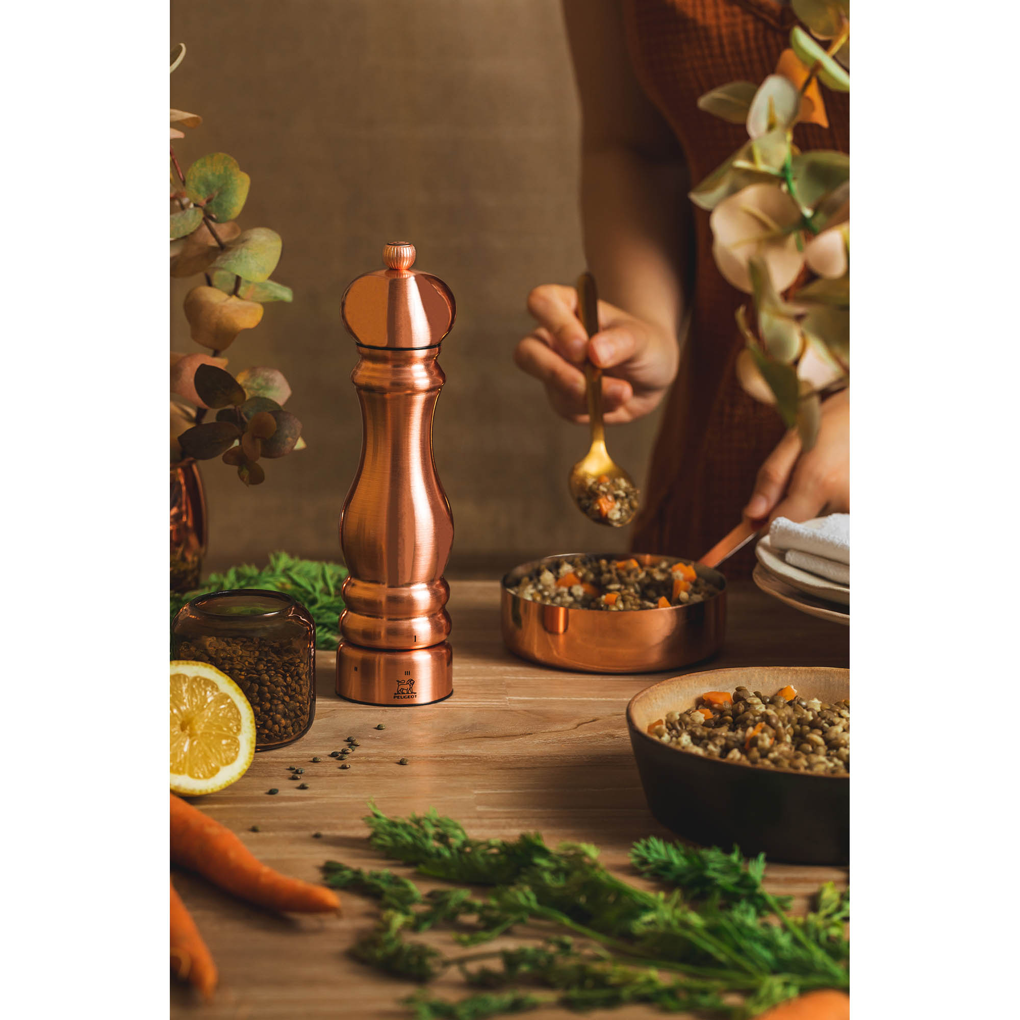 PEUGEOT PARIS CHEF Copper Salt Mill, 22 cm, U'Select Z with ZIRLION grinding mechanism