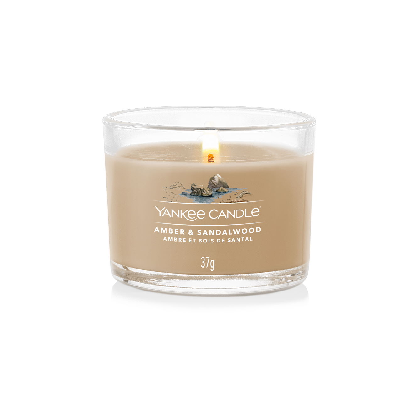 YANKEE CANDLE Glasvotivkerze AMBER & SANDALWOOD 37 g Duftkerze