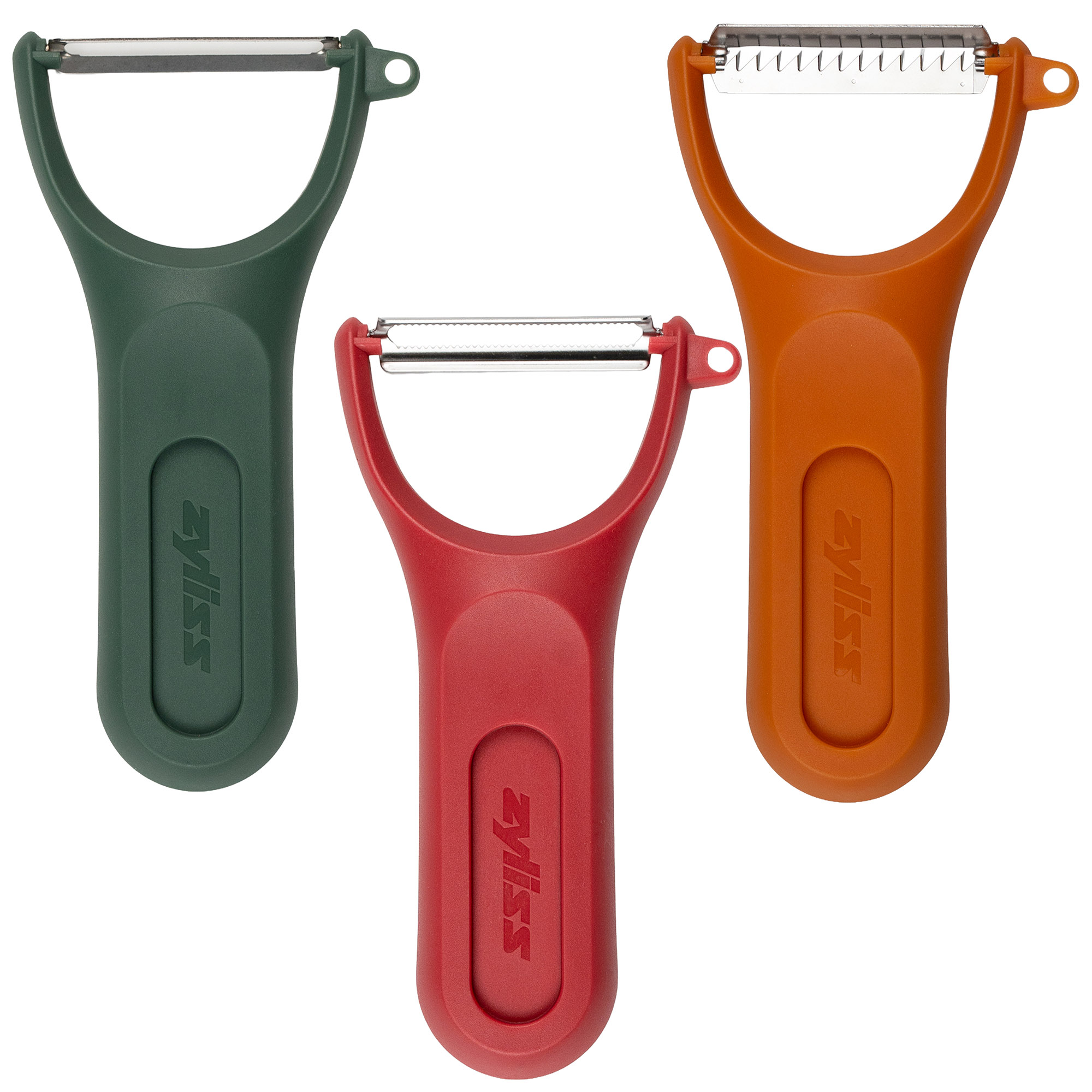 ZYLISS Y-Schäler-Set 3-teilig gerade Klinge, gezahnte Klinge, Julienneschneider