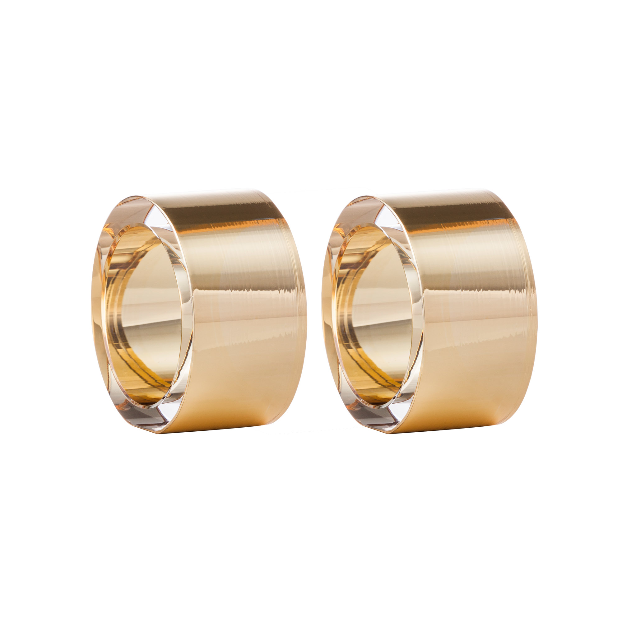 EISCH Serviettenringe Set mit 2 Stück aus Kristallglas 24 Karat vergoldet